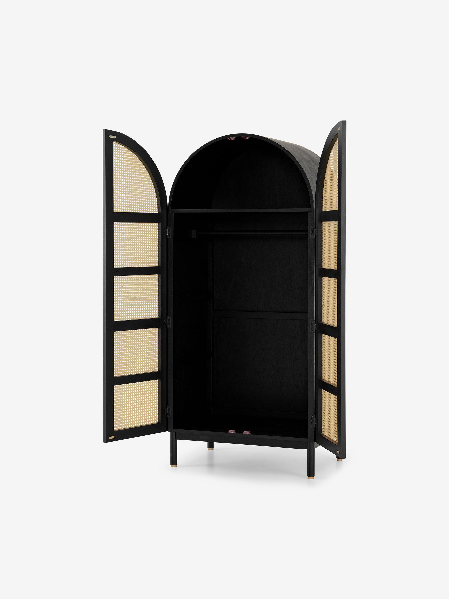 Ankhara Wardrobe in Black Stain Oak and Rattan - Image 2 of 3