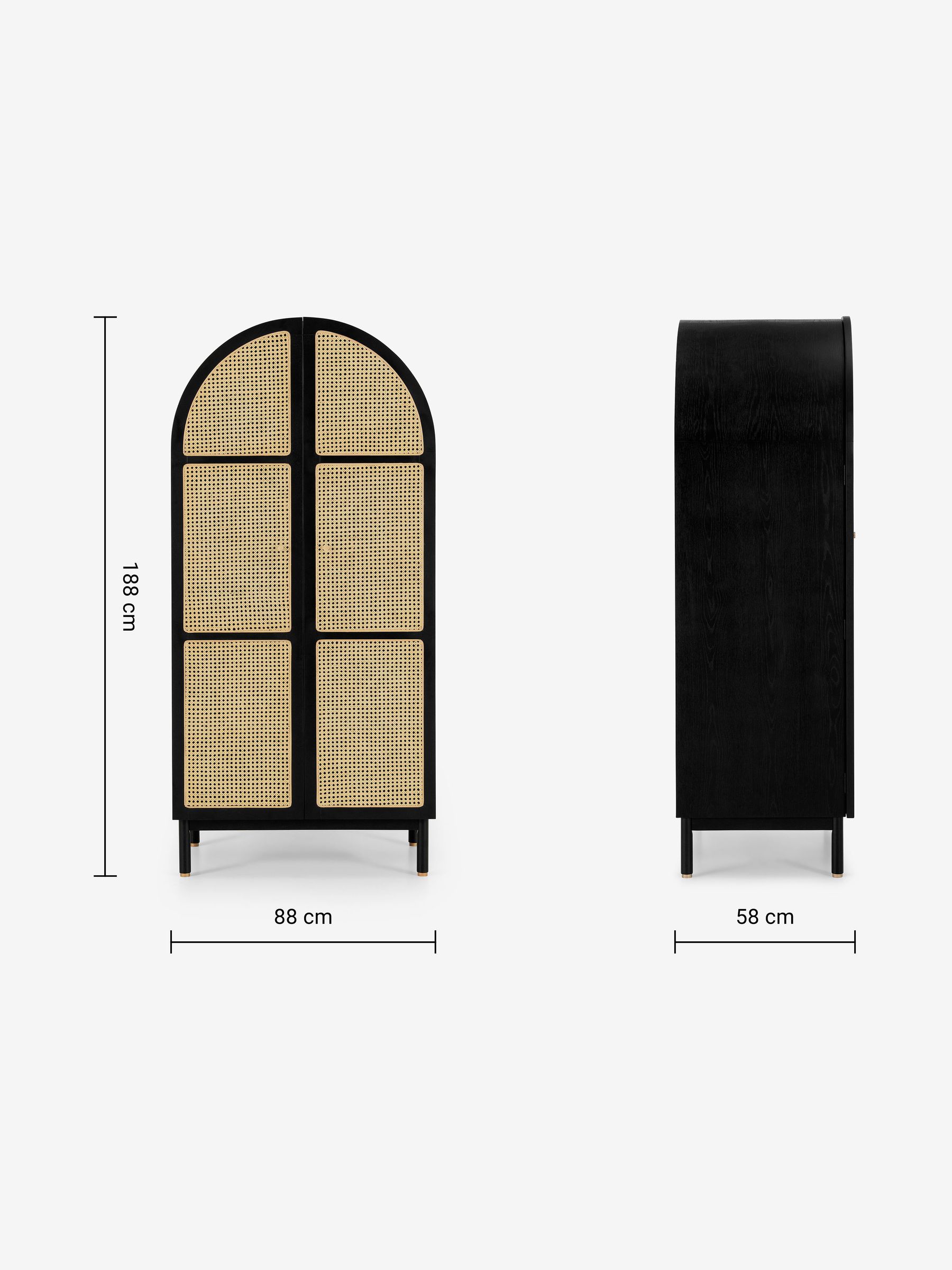 Ankhara Wardrobe in Black Stain Oak and Rattan - Image 3 of 3