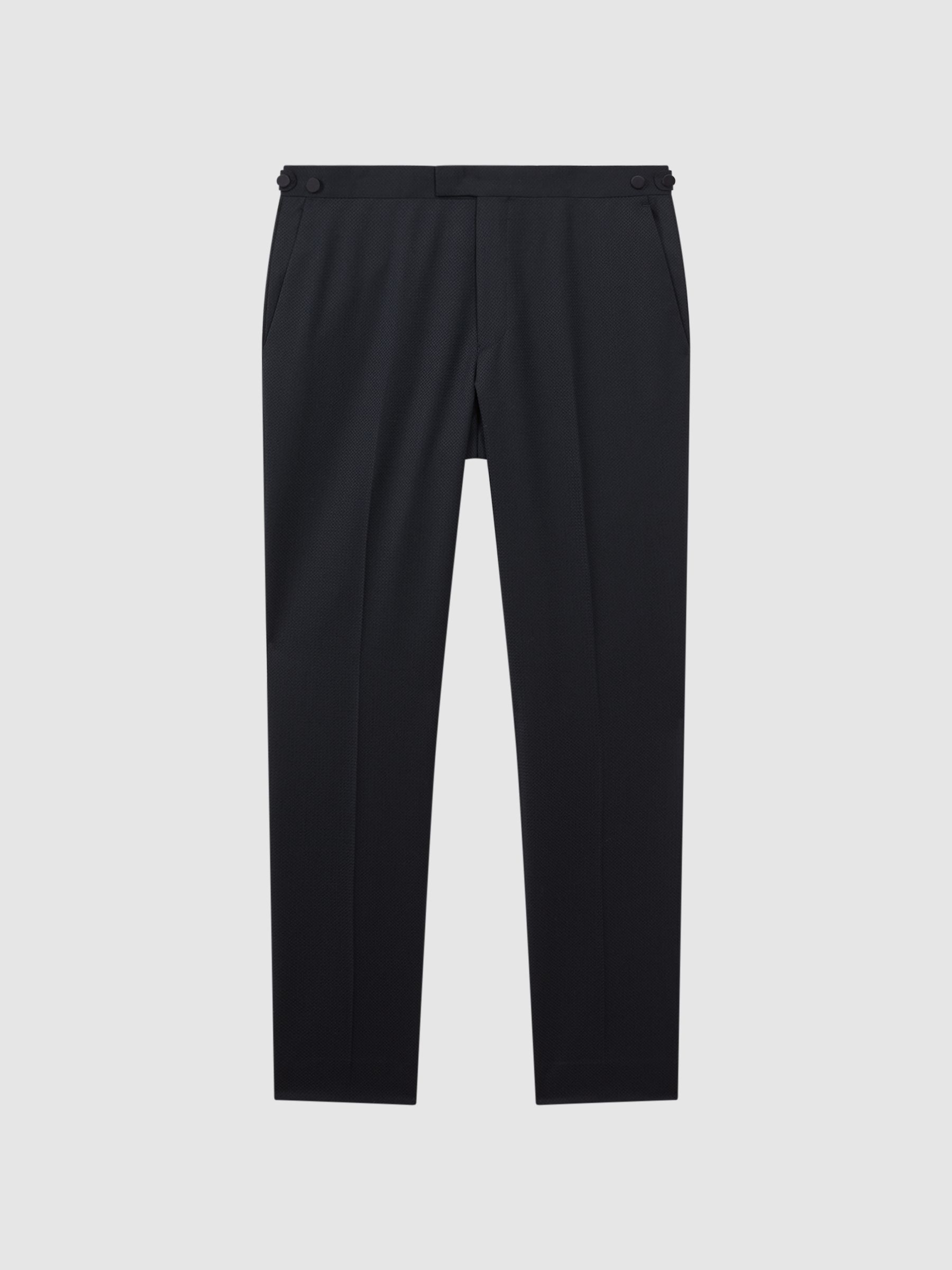 Modern Fit Jacquard Trousers in Navy - Image 2 of 5