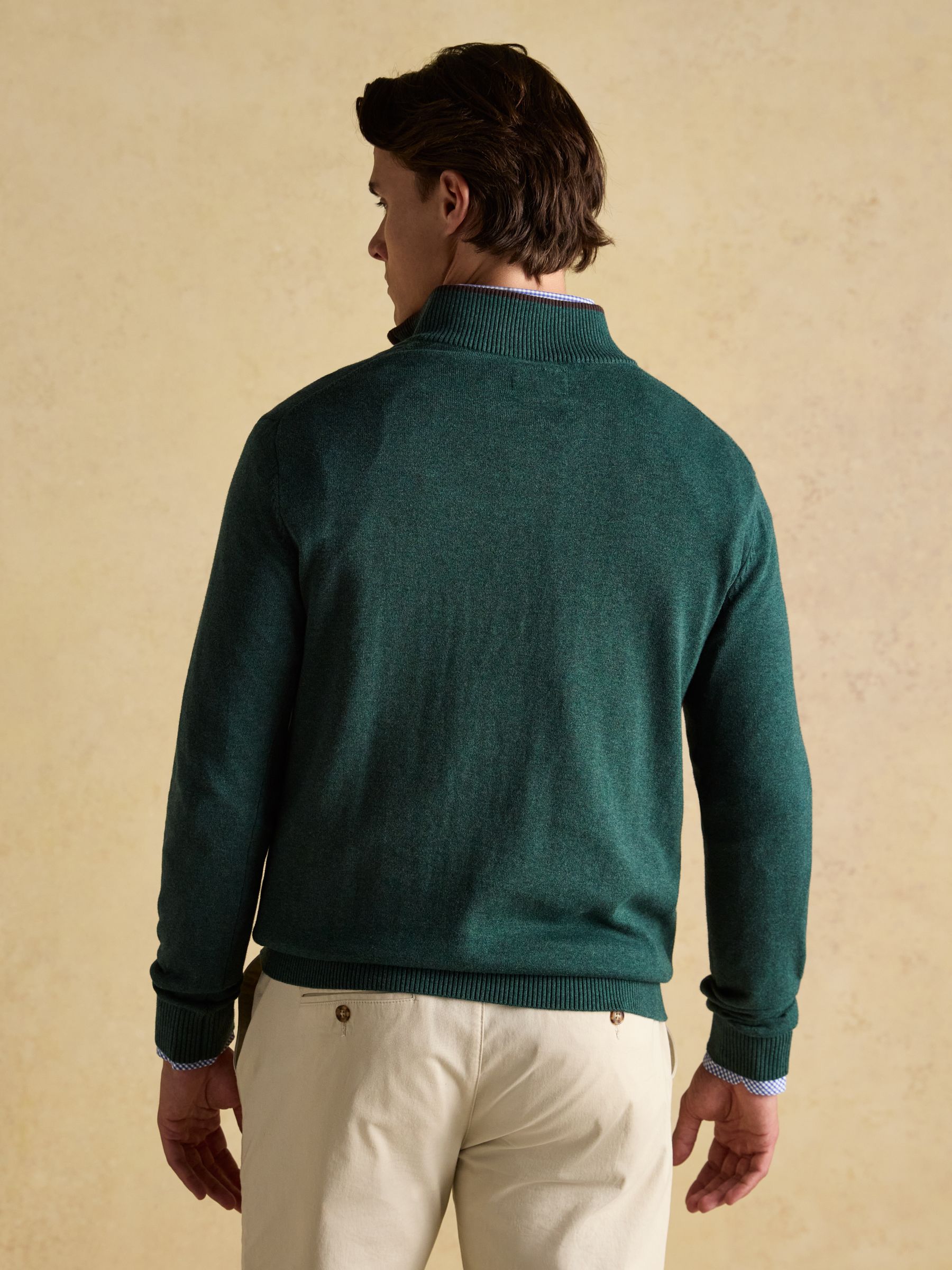 Hillside Dark Green Quarter Zip Knitted Jumper - Image 2 of 7