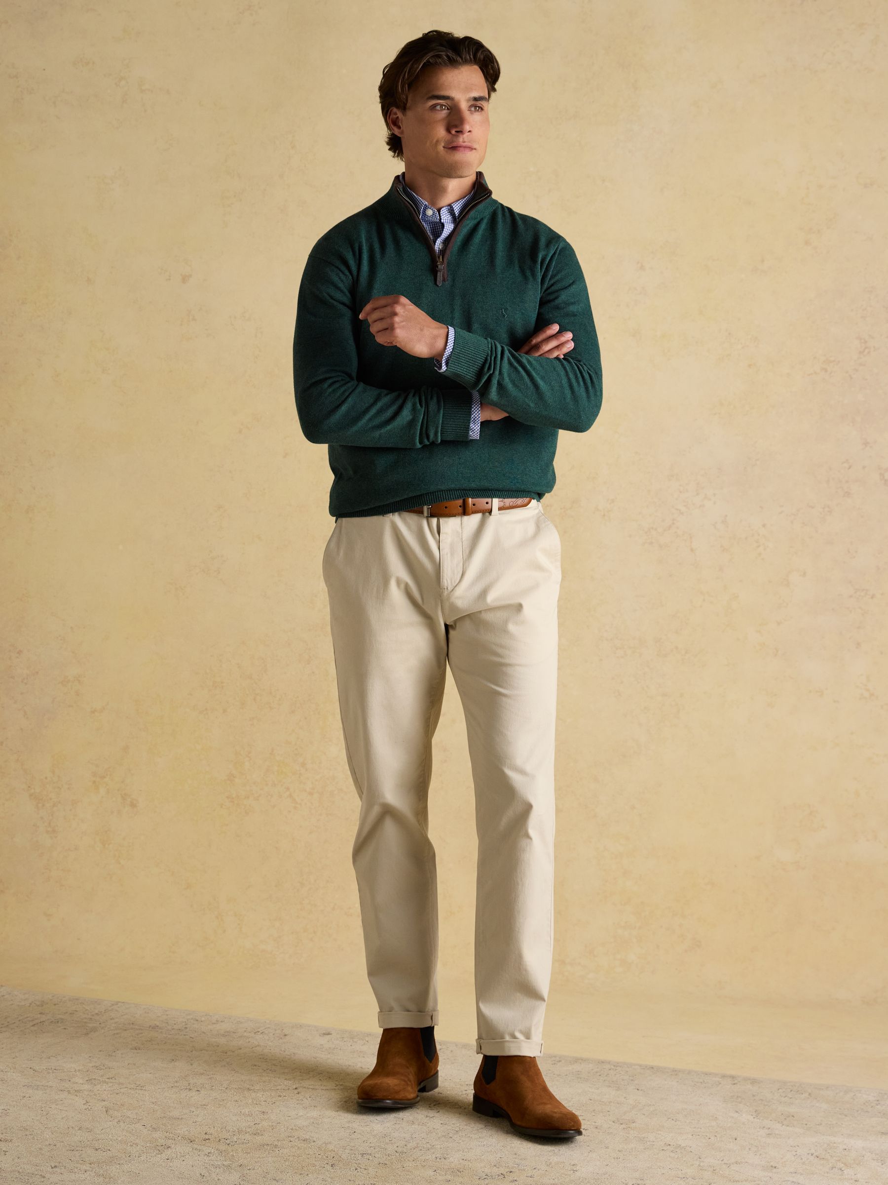 Hillside Dark Green Quarter Zip Knitted Jumper - Image 3 of 7