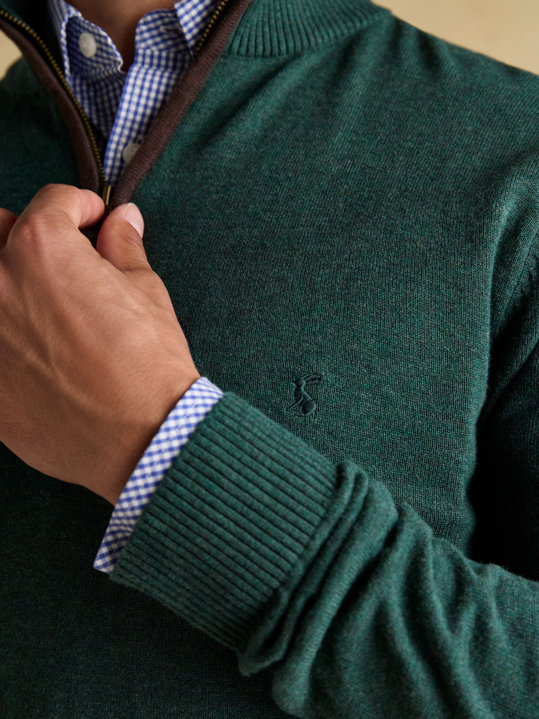 Hillside Dark Green Quarter Zip Knitted Jumper - Image 5 of 7