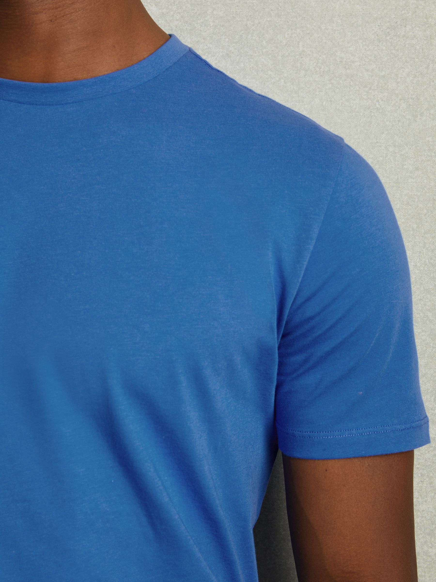 Cotton Crew Neck T-Shirt in Cobalt Blue - Image 4 of 6