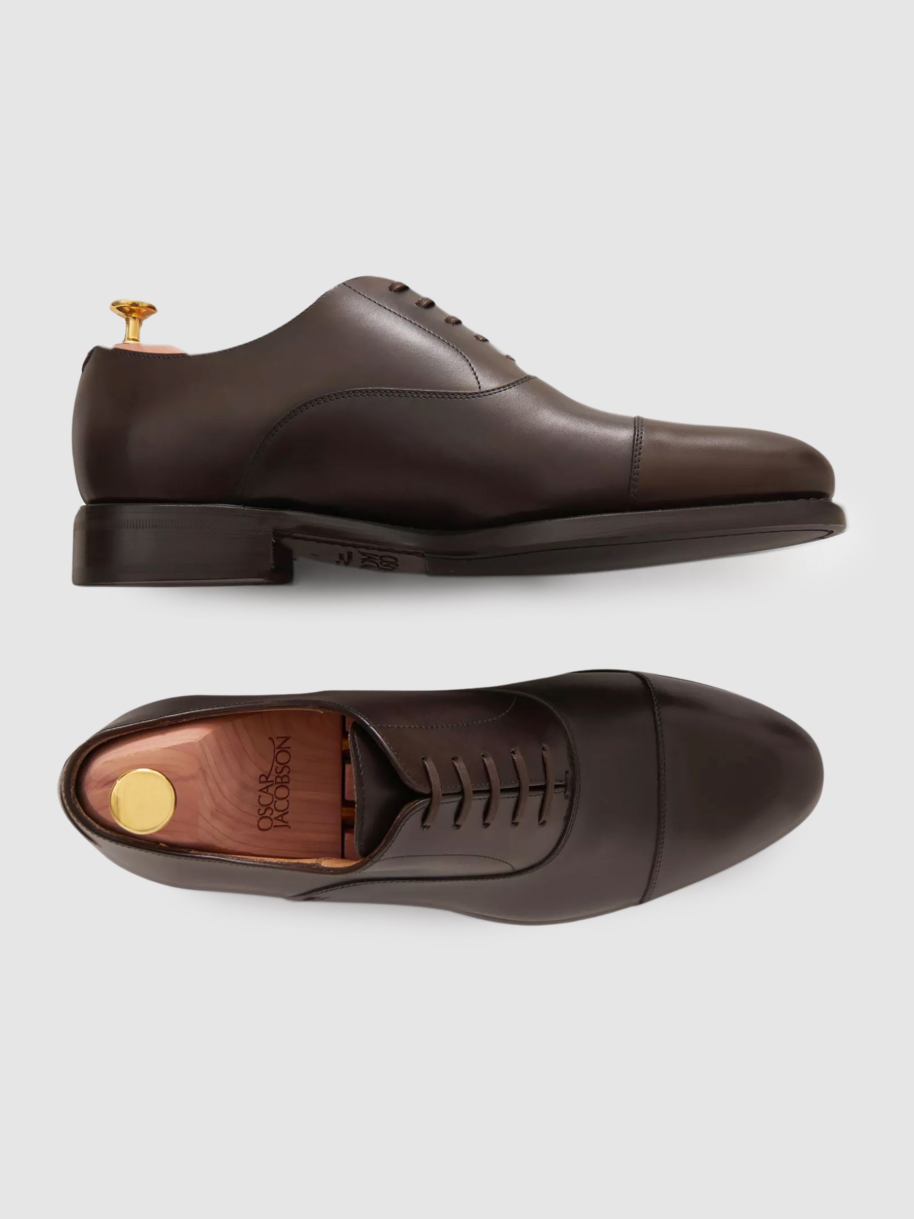 Oscar Jacobson Leather Oxford Shoes in Dark Brown - Image 3 of 5