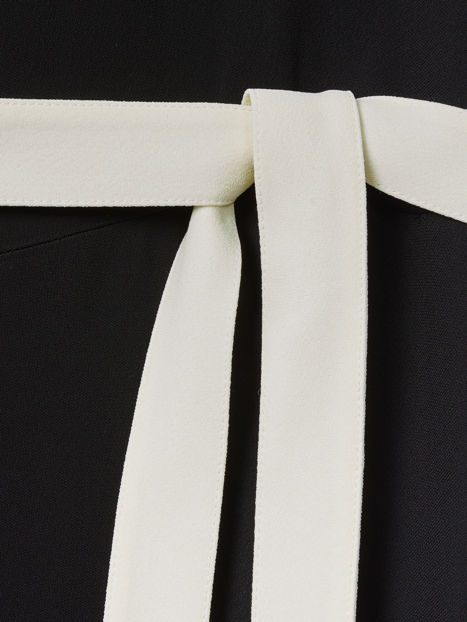 Petite Contrast Trim Belted Jumpsuit in Black/White - Image 6 of 7