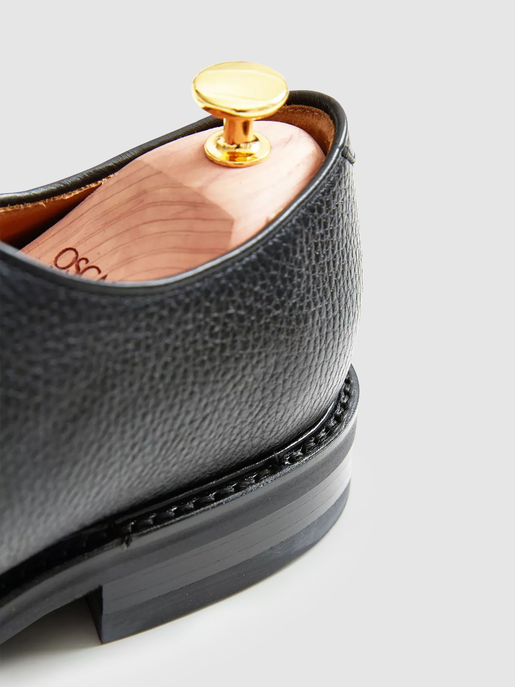 Oscar Jacobson Grained Leather Lace Up Shoes in Black - Image 4 of 5