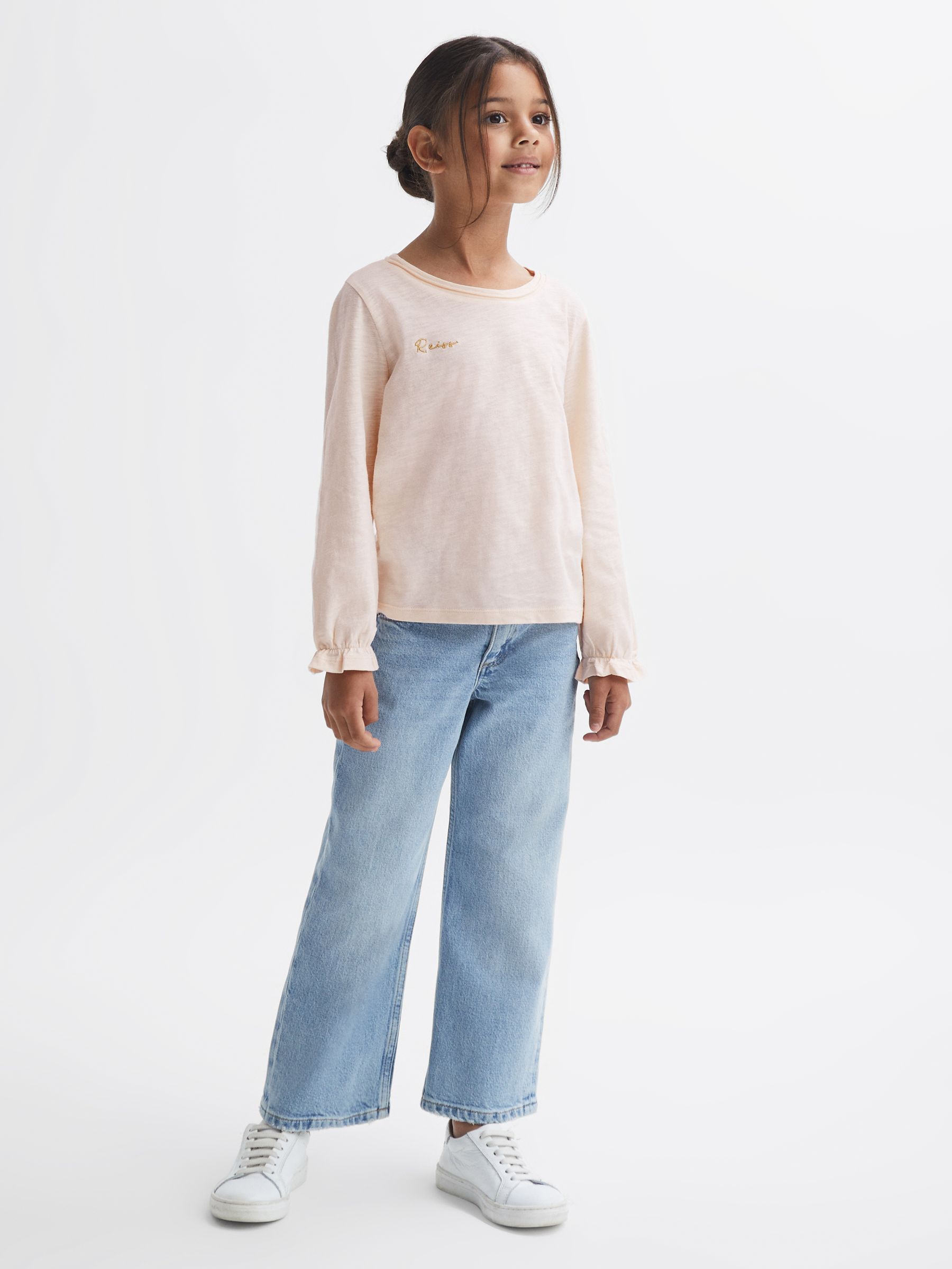 9-14 yrs Cotton Embroidered T-Shirt in Ivory - Image 1 of 6