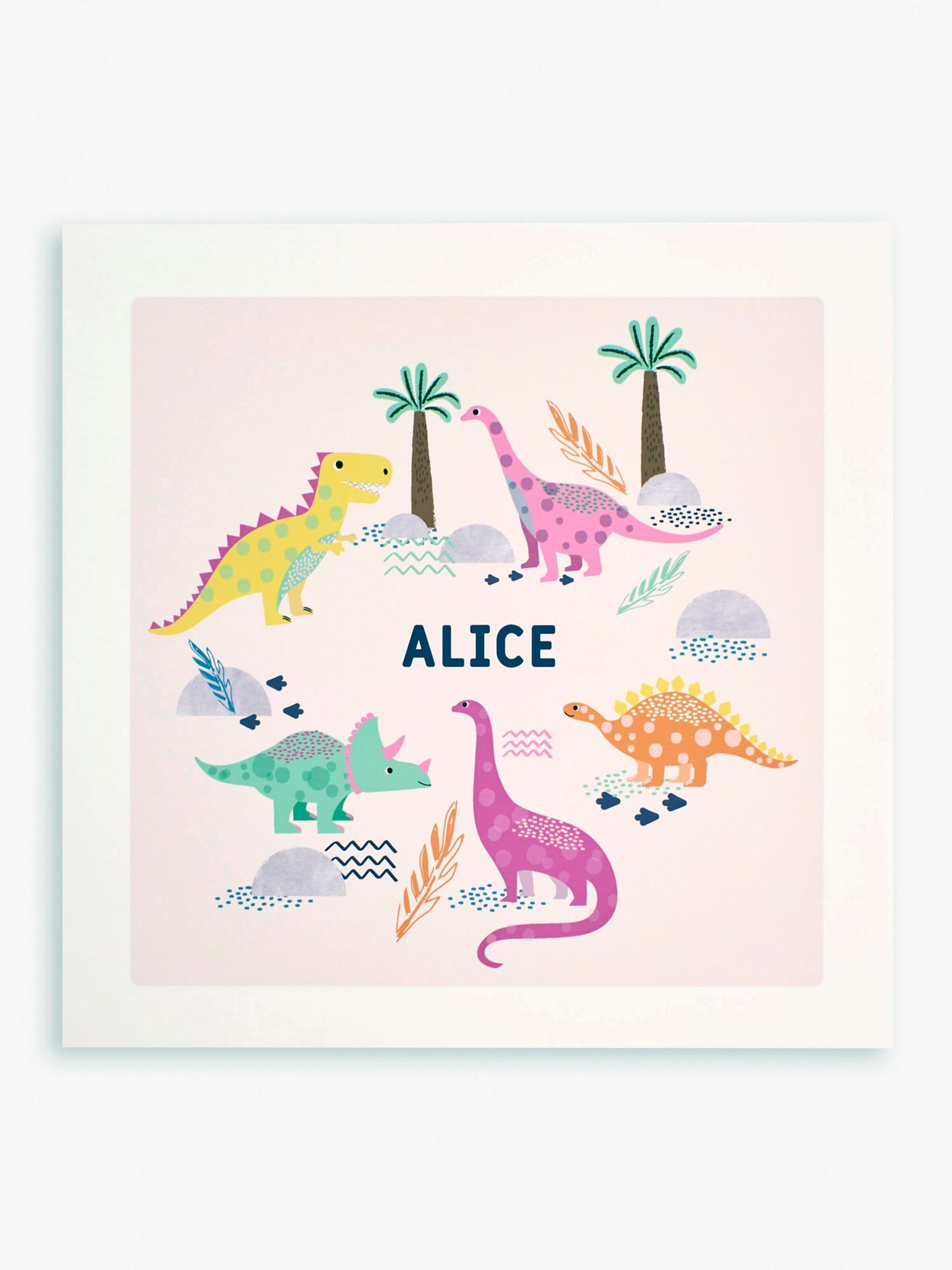 Personalised Pink Dinosaur Print - Image 1 of 1