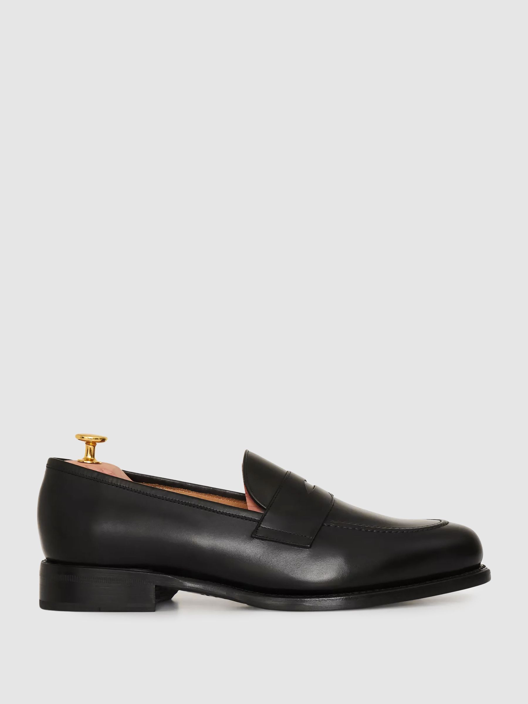 Oscar Jacobson Leather Penny Loafers in Black - Image 1 of 1