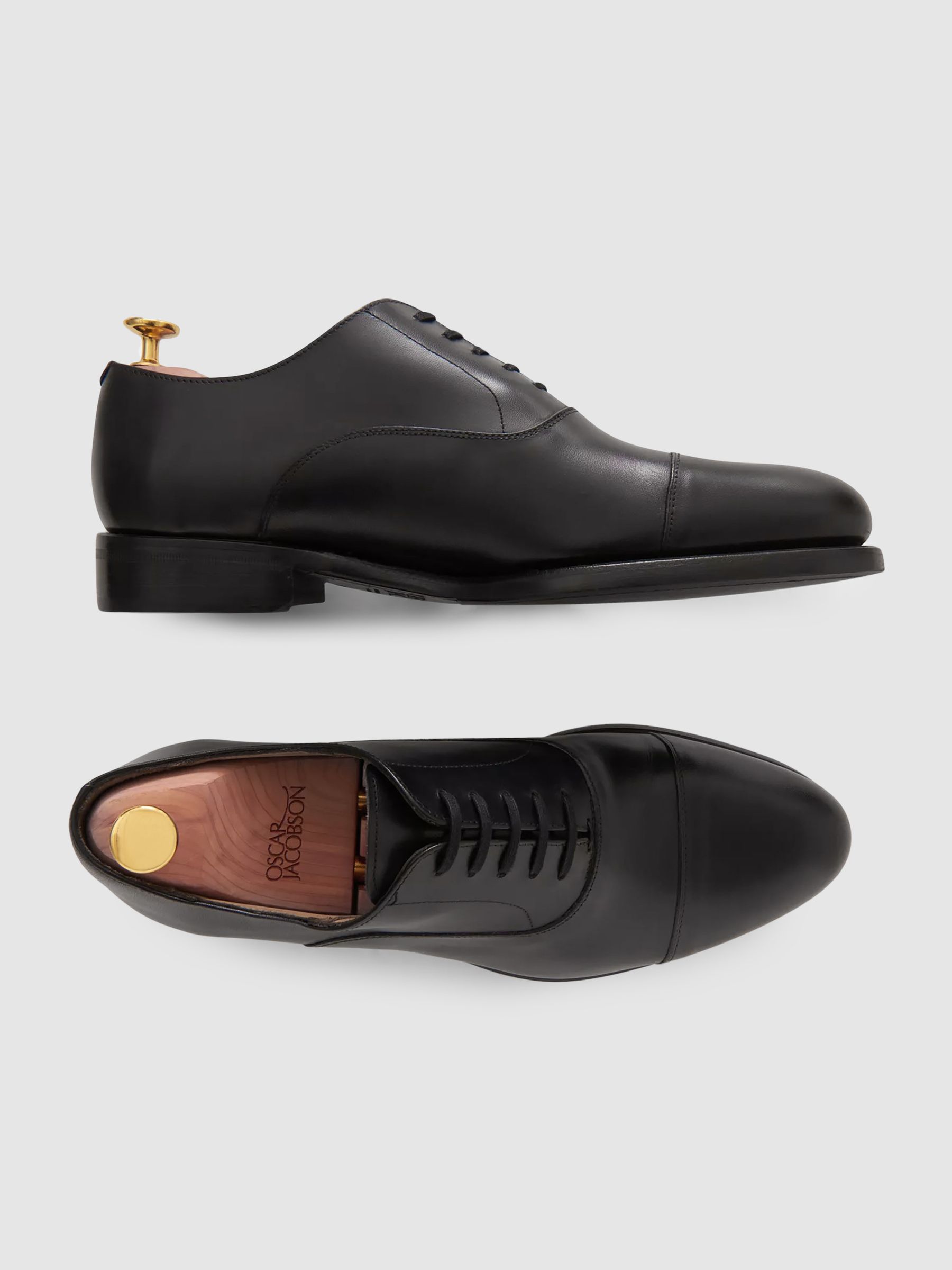 Oscar Jacobson Leather Oxford Shoes in Black - Image 3 of 5