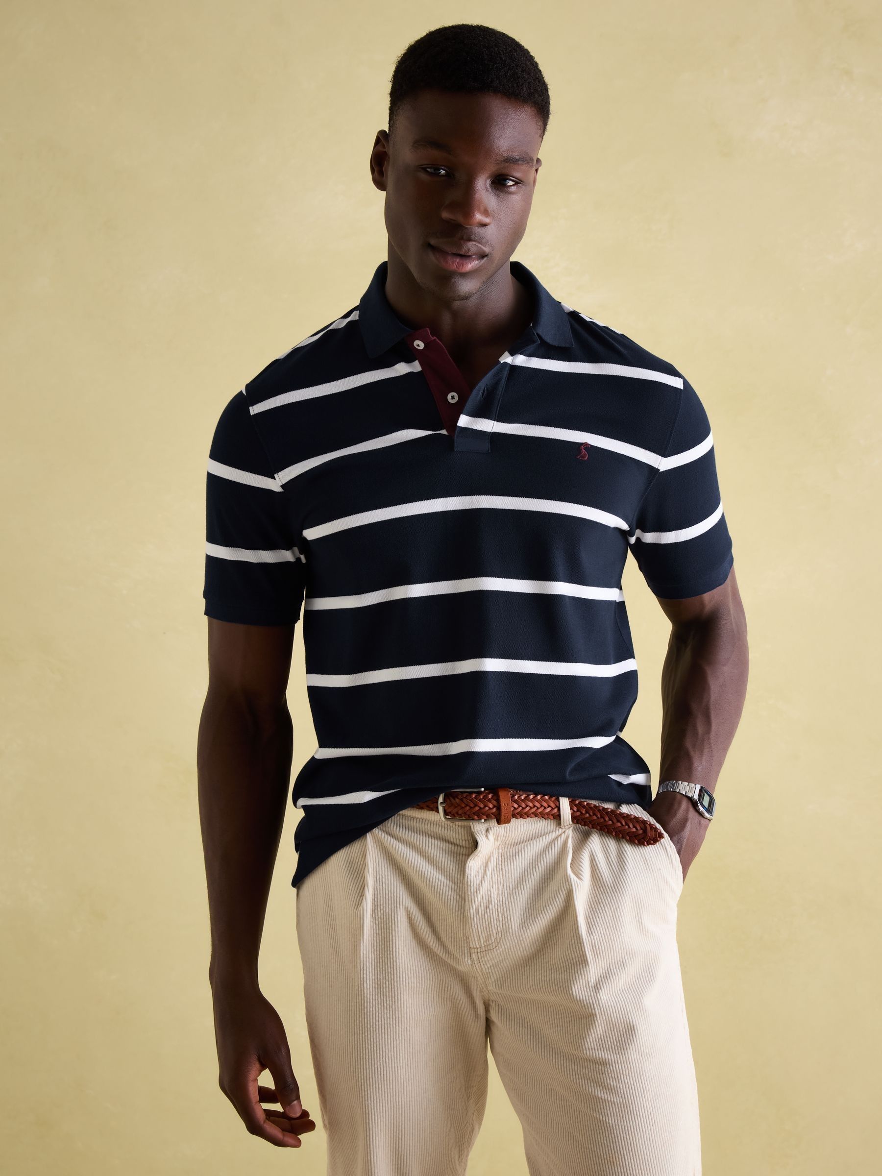 Woody Navy & White Cotton Pique Polo Shirt - Image 1 of 6