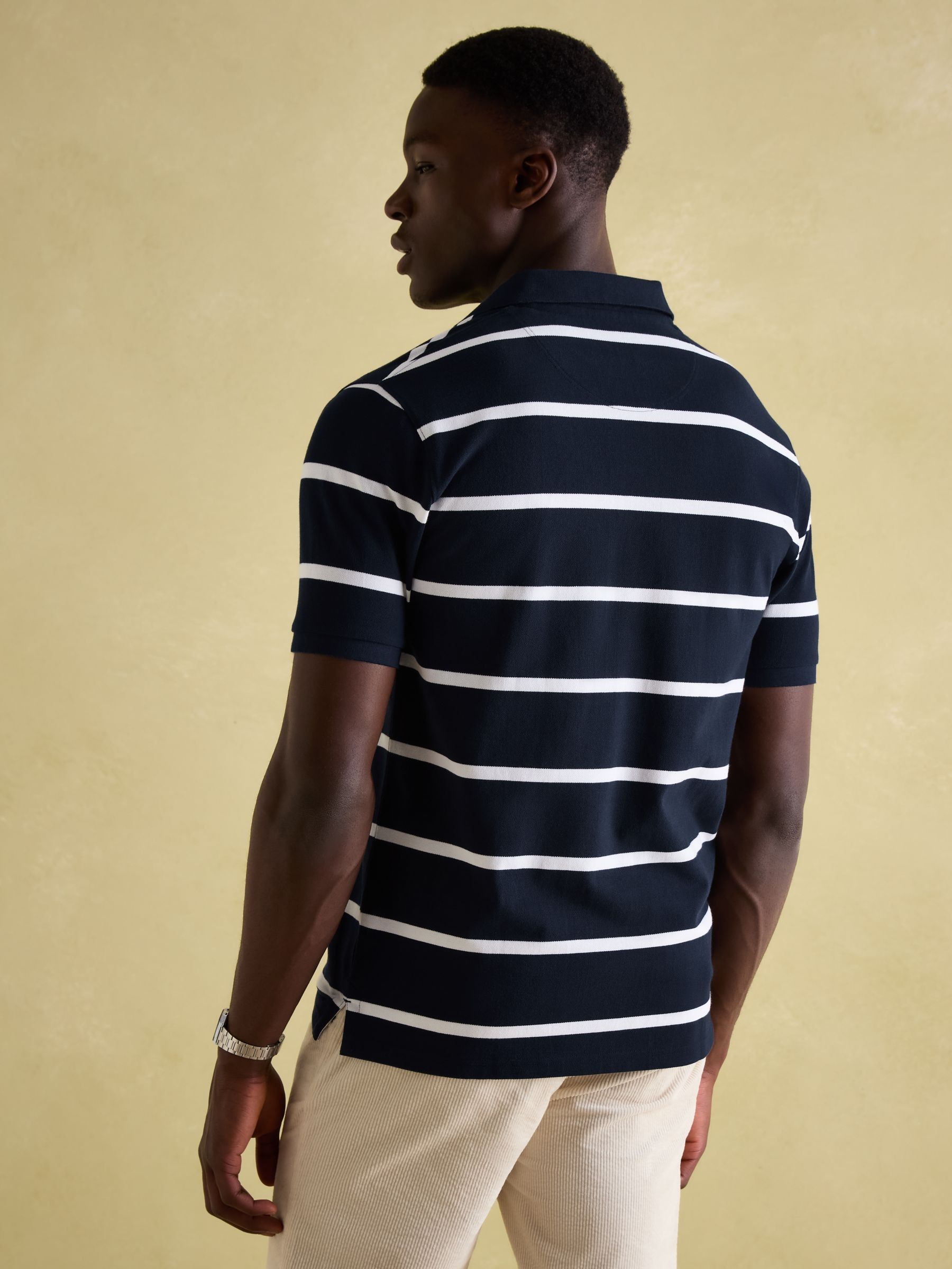 Woody Navy & White Cotton Pique Polo Shirt - Image 2 of 6