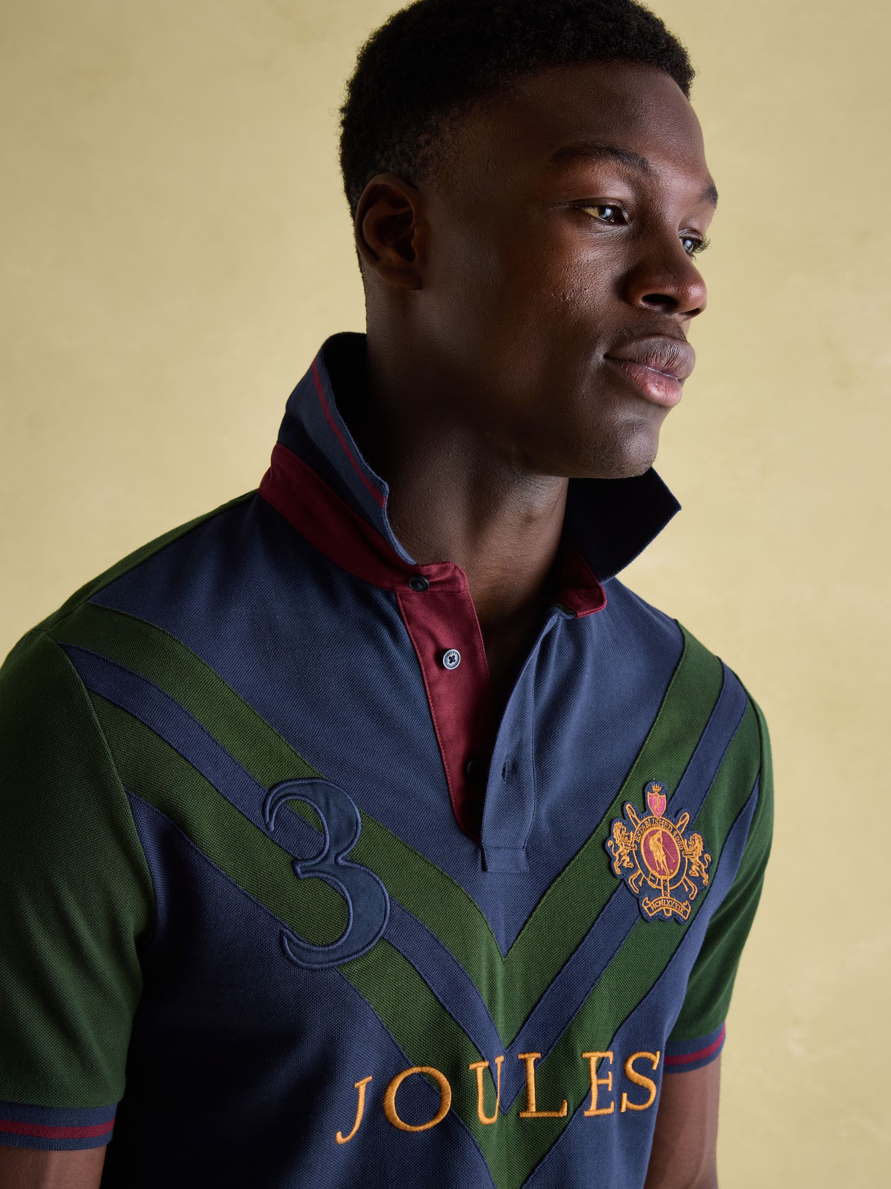 Embellished Green/Navy Classic Fit Polo Shirt - Image 4 of 7