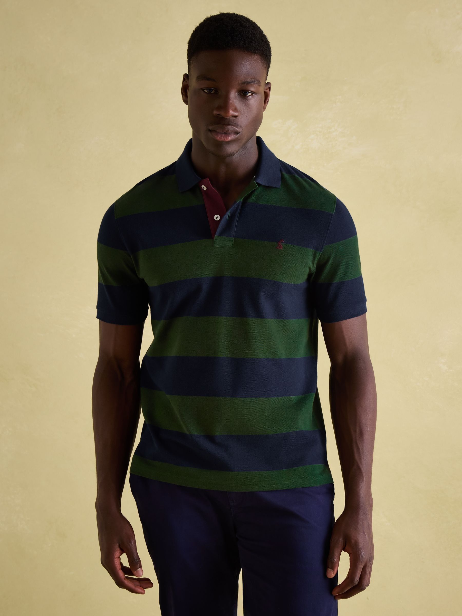 Woody Green & Navy Cotton Pique Polo Shirt - Image 1 of 6