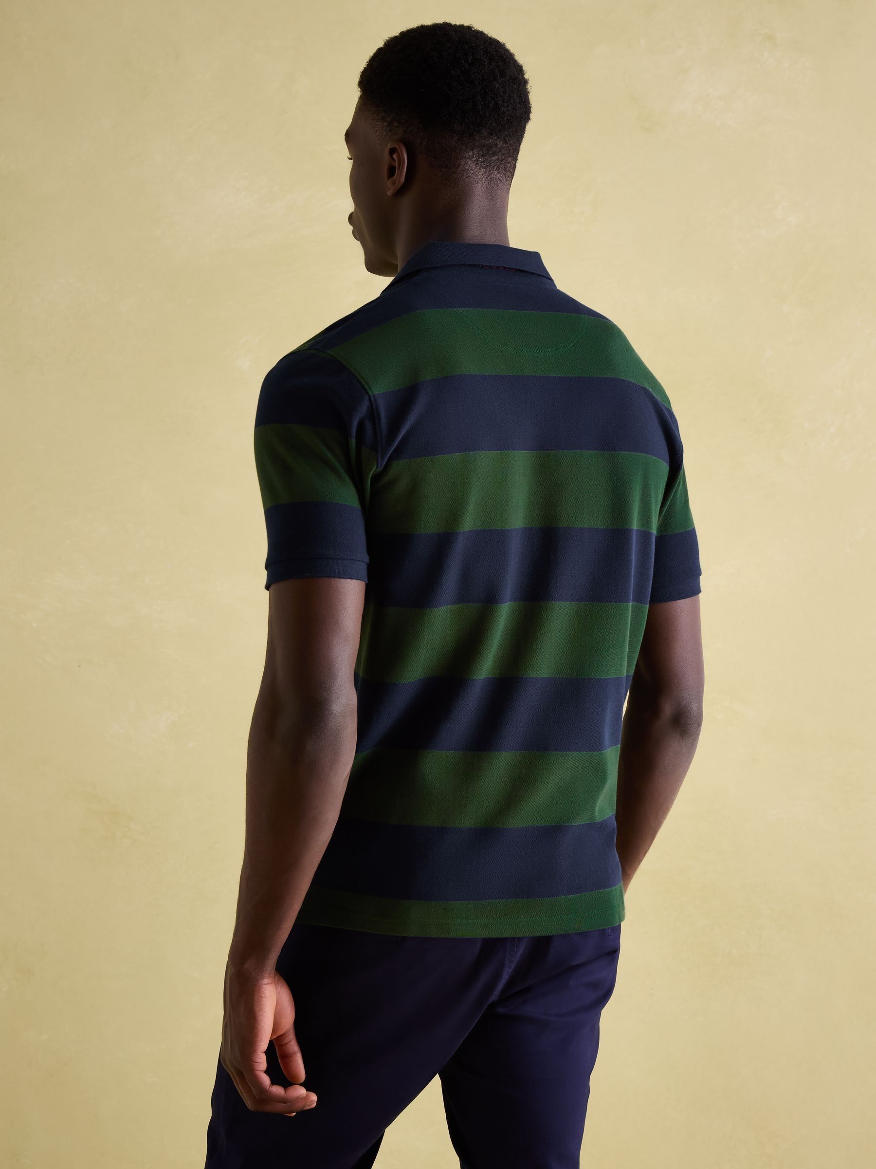 Woody Green & Navy Cotton Pique Polo Shirt - Image 2 of 6