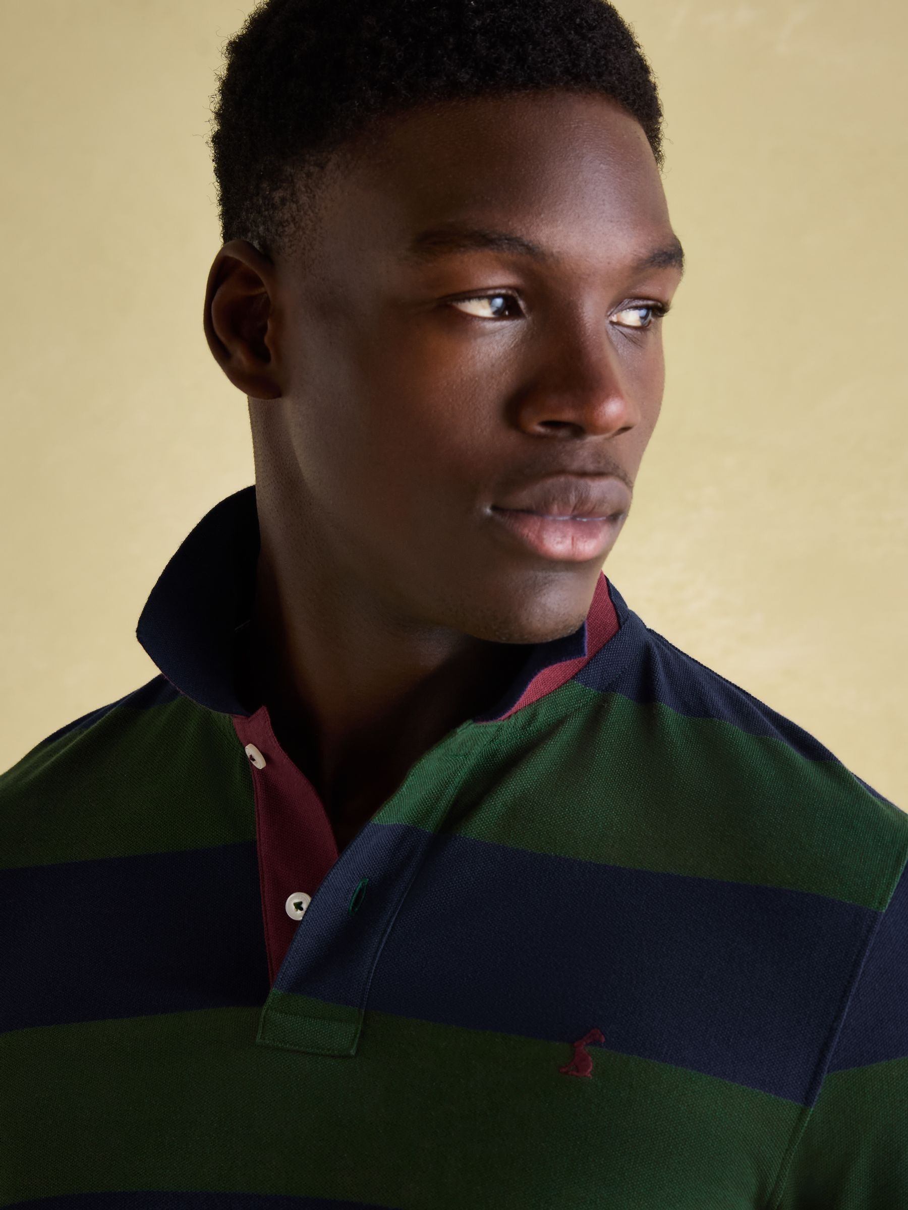 Woody Green & Navy Cotton Pique Polo Shirt - Image 3 of 6