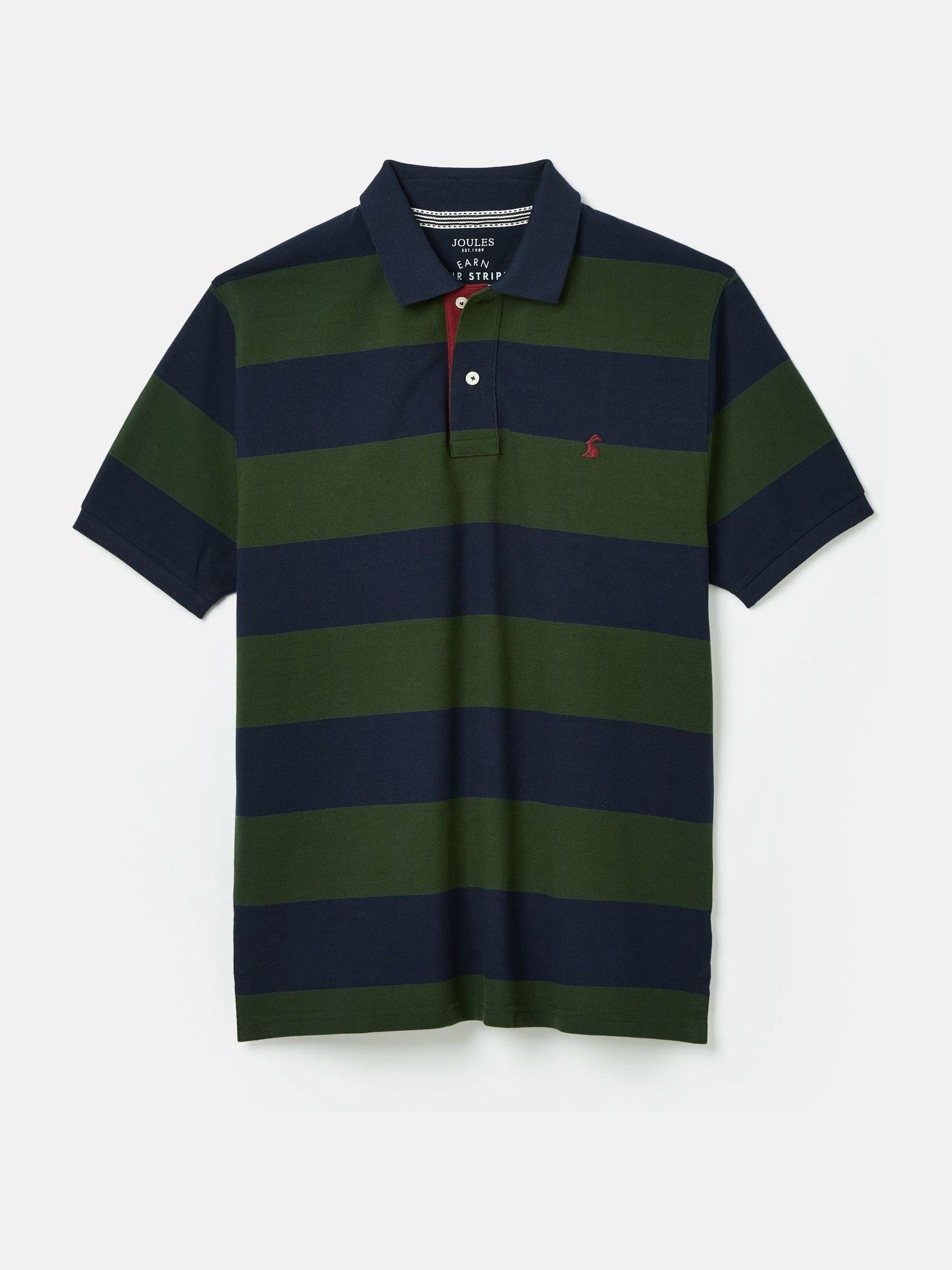 Woody Green & Navy Cotton Pique Polo Shirt - Image 6 of 6
