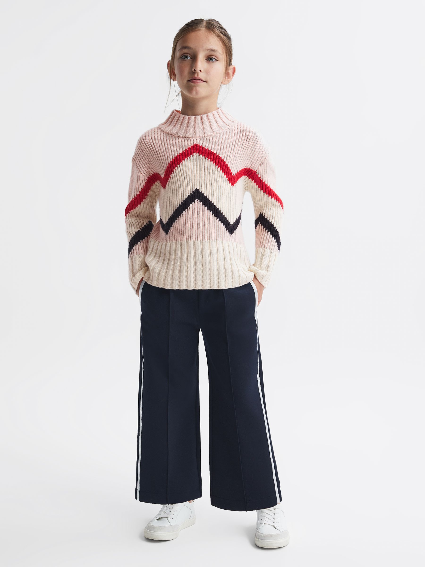 9-14 yrs Knitted Zig-Zag Jumper in Pink - Image 1 of 6 9-14 yrs Knitted Zig-Zag Jumper in Pink - Image 1 of 6