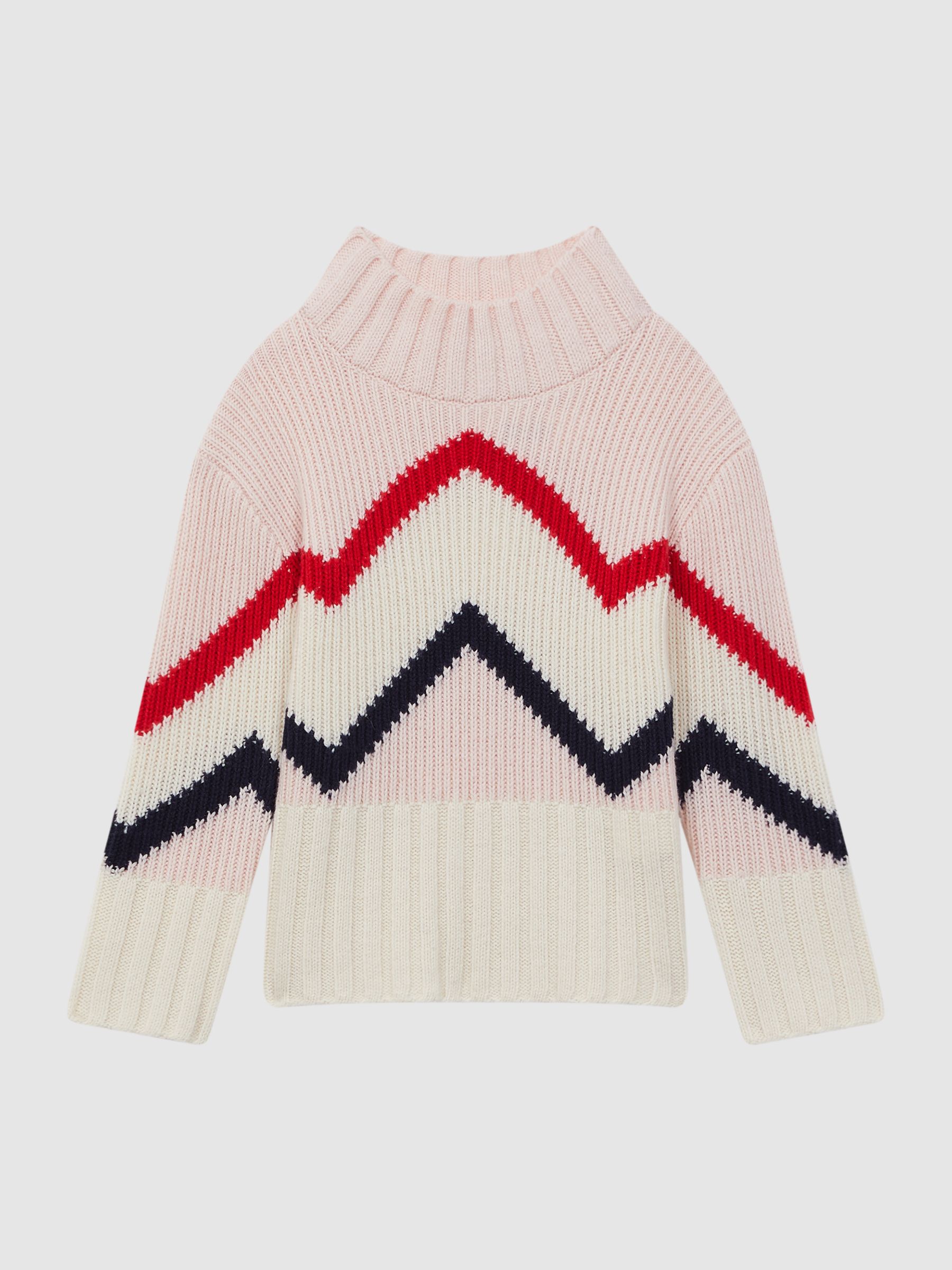 9-14 yrs Knitted Zig-Zag Jumper in Pink - Image 2 of 6