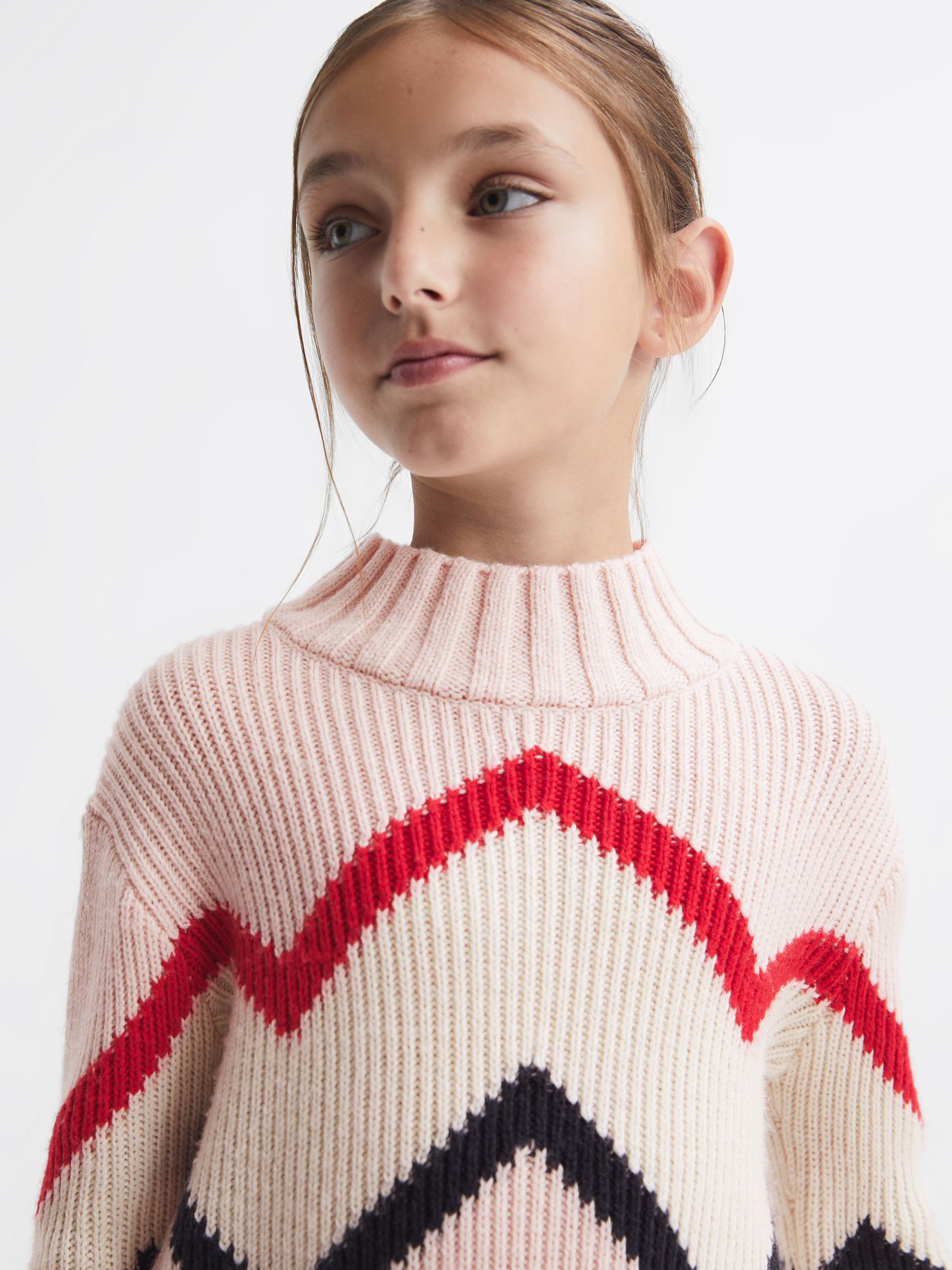 9-14 yrs Knitted Zig-Zag Jumper in Pink - Image 4 of 6