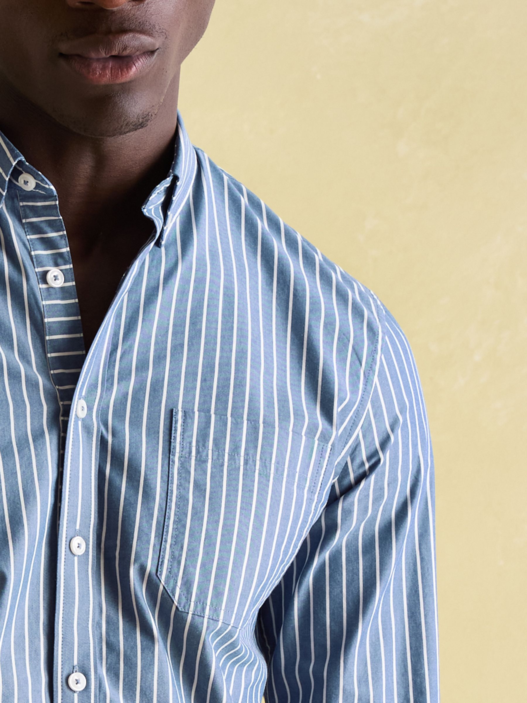 Abbott Blue Striped Cotton Poplin Shirt - Image 1 of 8