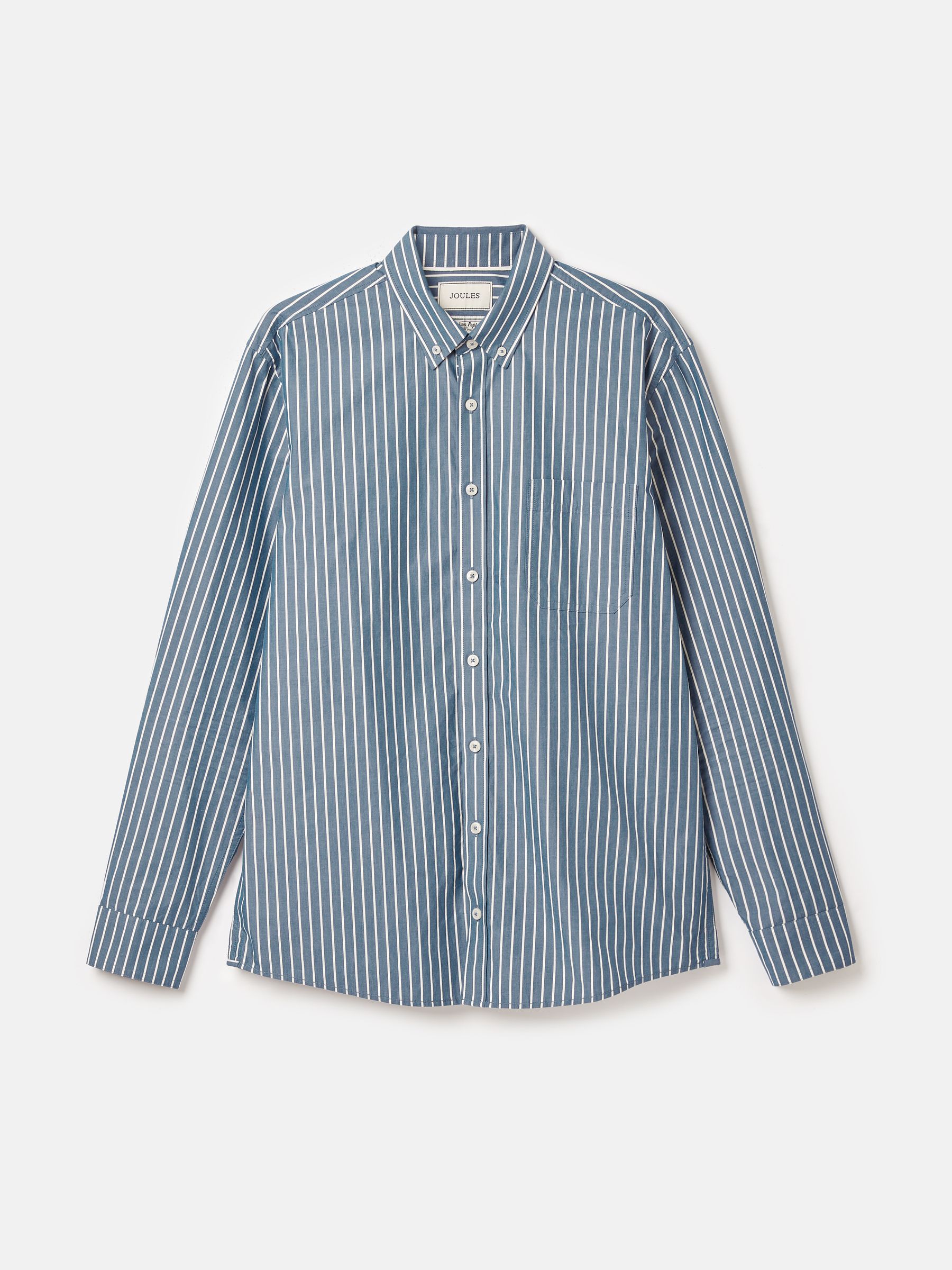 Abbott Blue Striped Cotton Poplin Shirt - Image 8 of 8