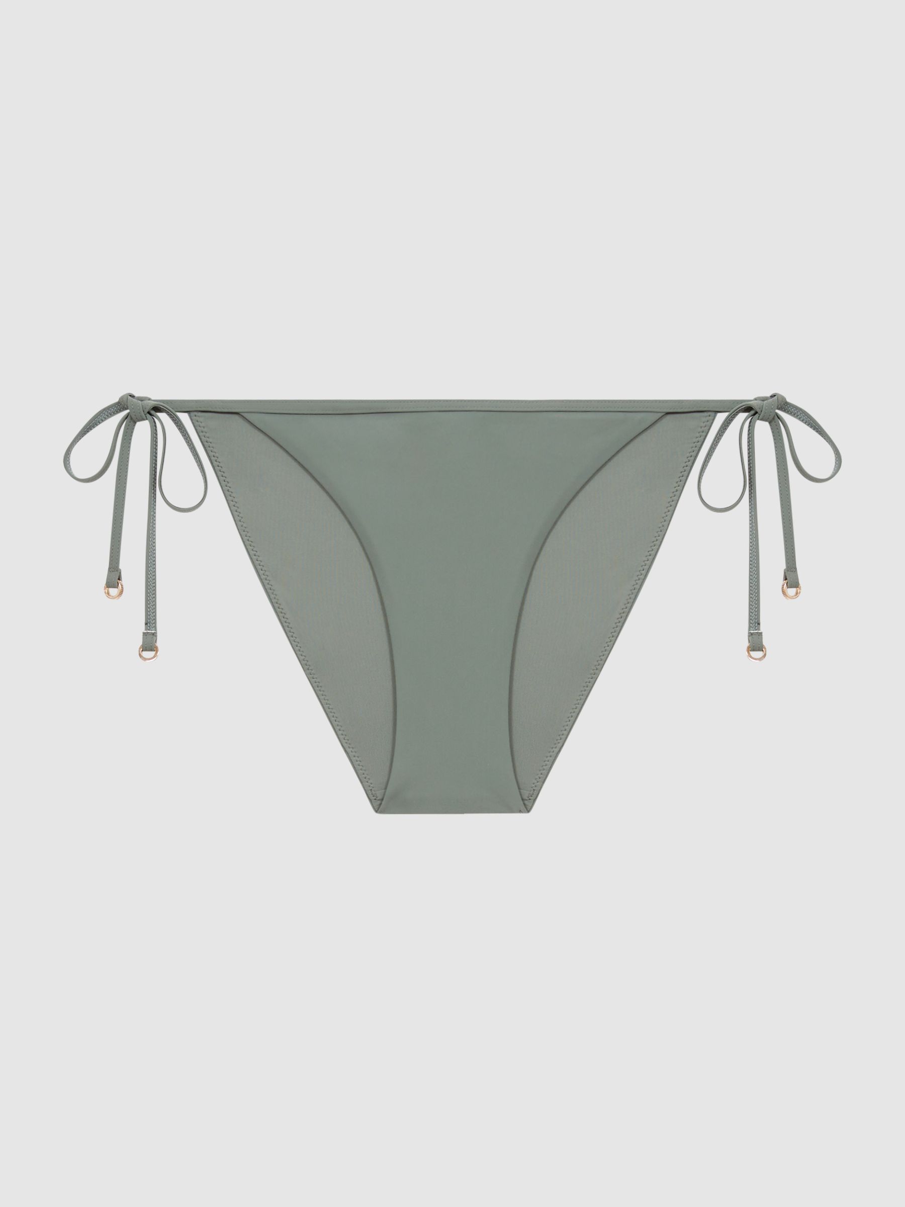 Side Tie Bikini Bottoms in Khaki - Image 2 of 5