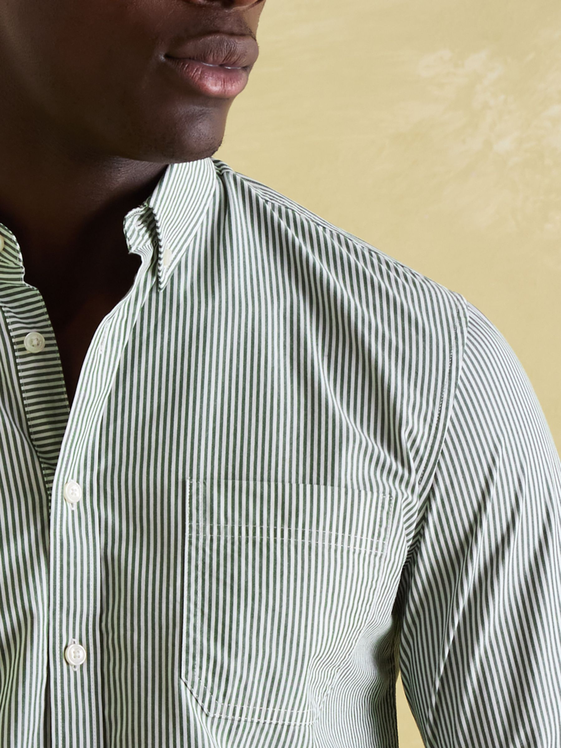 Abbott Green Pinstriped Cotton Poplin Shirt - Image 1 of 8