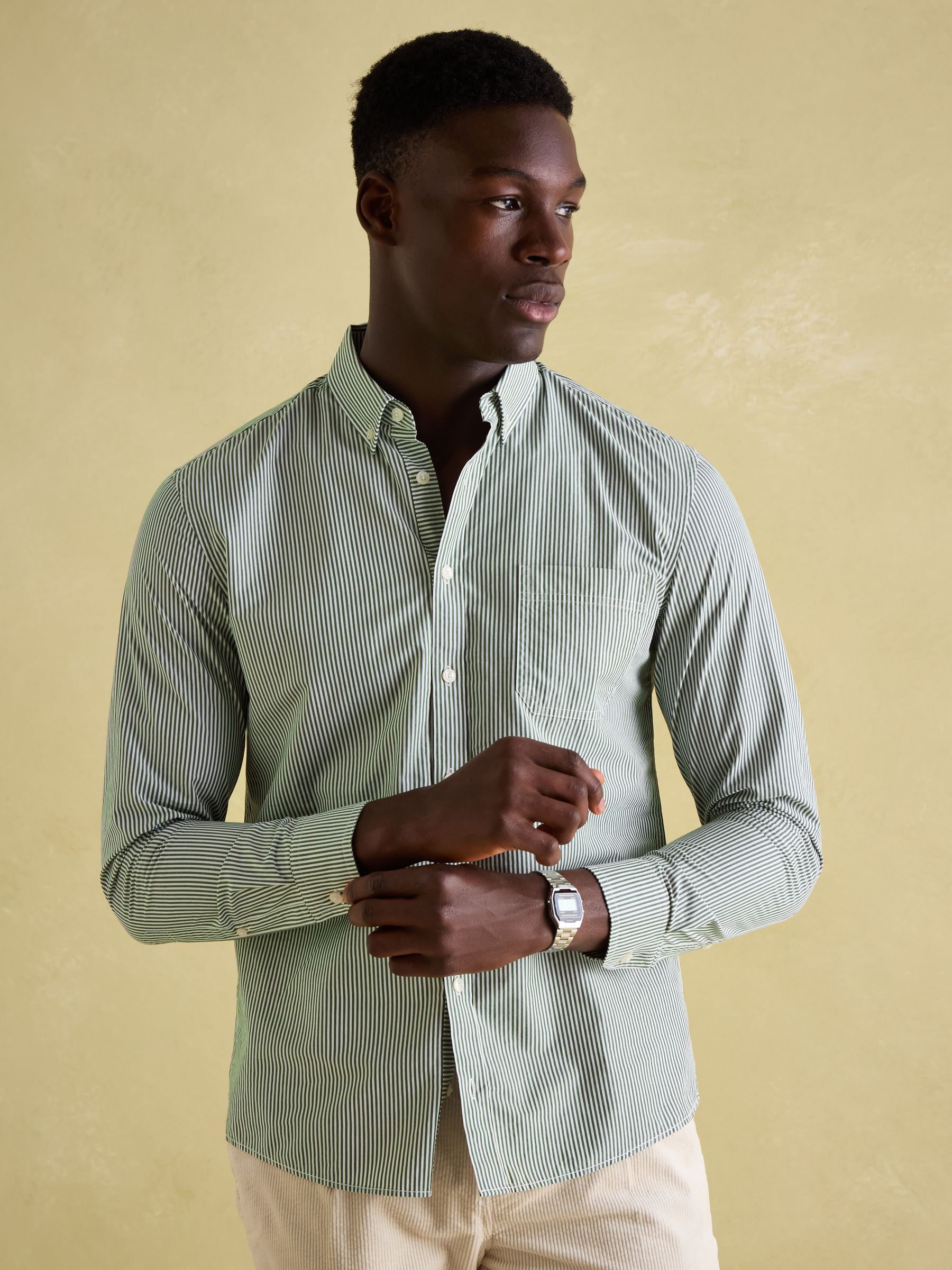 Abbott Green Pinstriped Cotton Poplin Shirt - Image 2 of 8