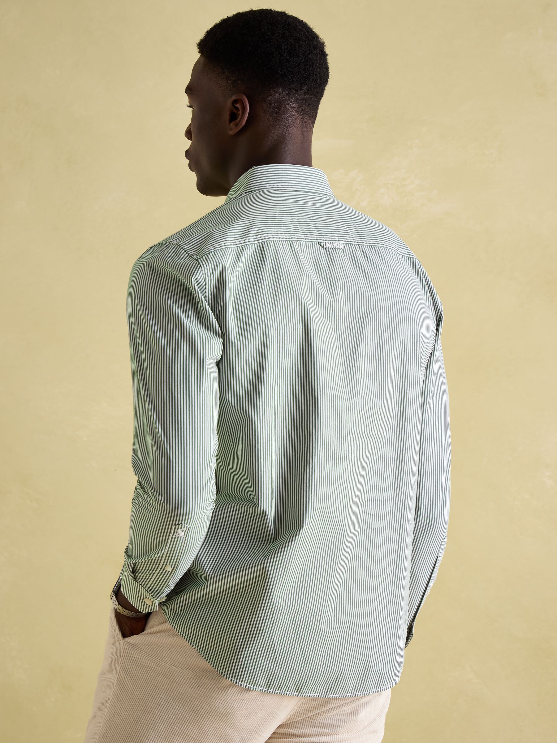 Abbott Green Pinstriped Cotton Poplin Shirt - Image 4 of 8
