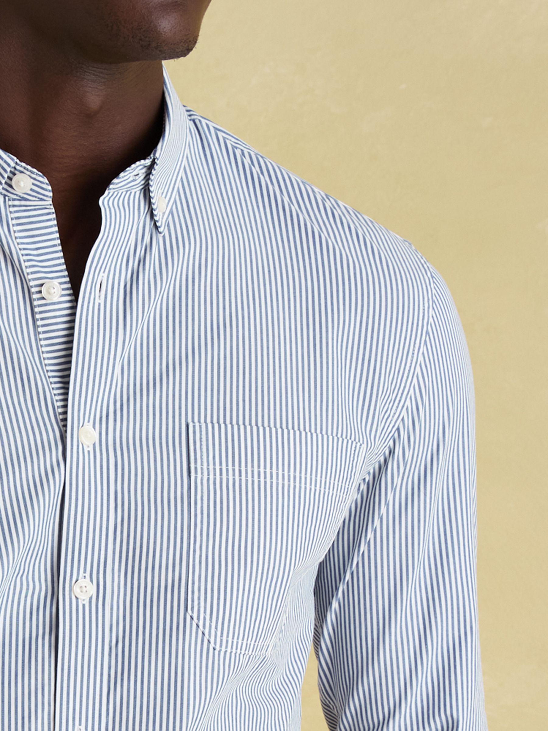 Abbott Blue Pinstriped Cotton Poplin Shirt - Image 1 of 7