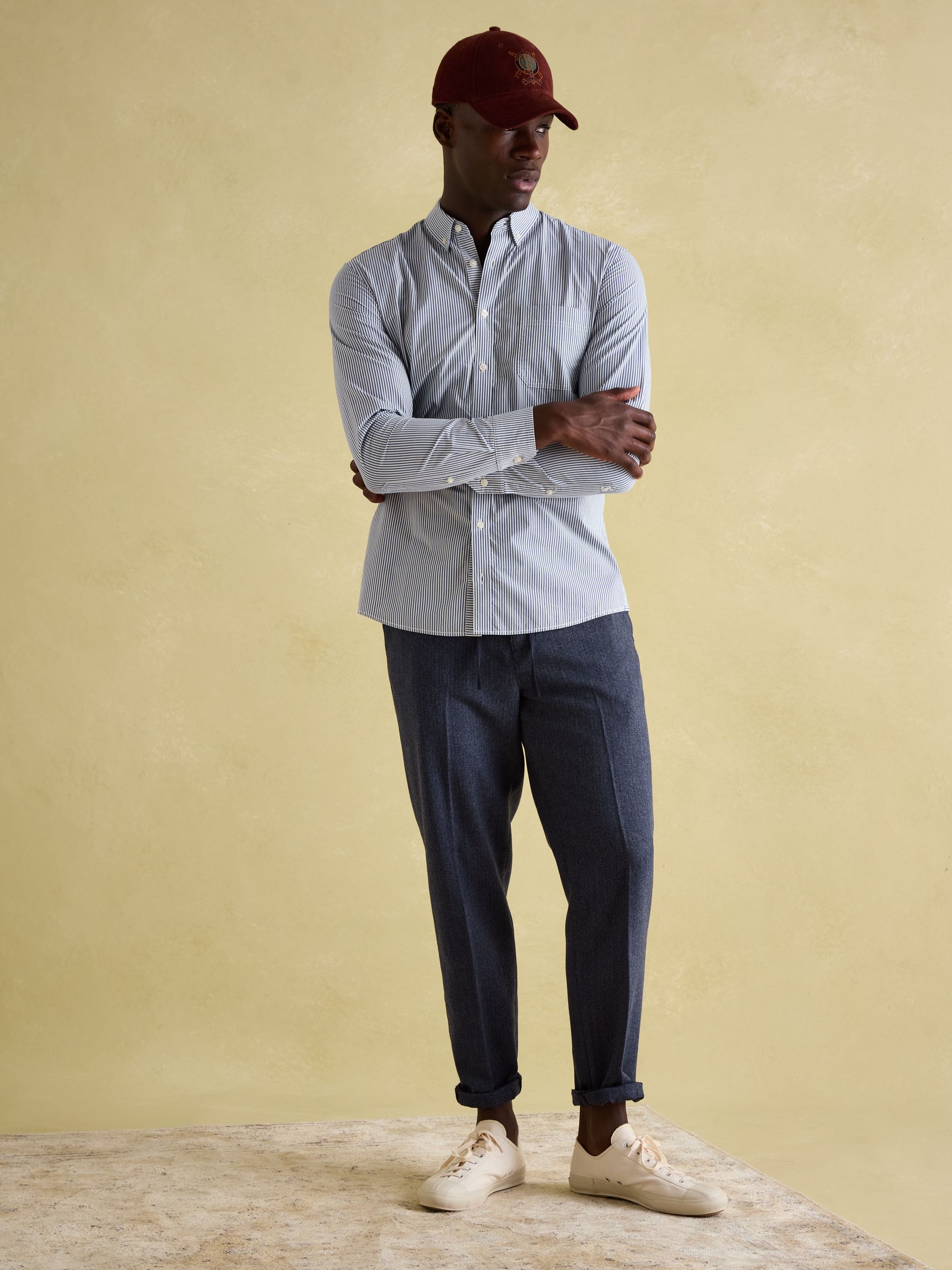 Abbott Blue Pinstriped Cotton Poplin Shirt - Image 4 of 7