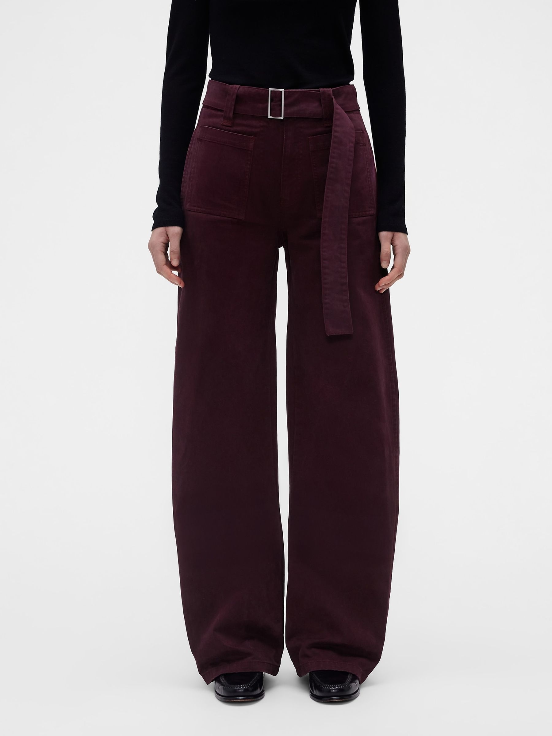 Gap x Victoria Beckham Burgundy Red High Waisted Utility Trousers - Image 2 of 9 Gap x Victoria Beckham Burgundy Red High Waisted Utility Trousers - Image 2 of 9
