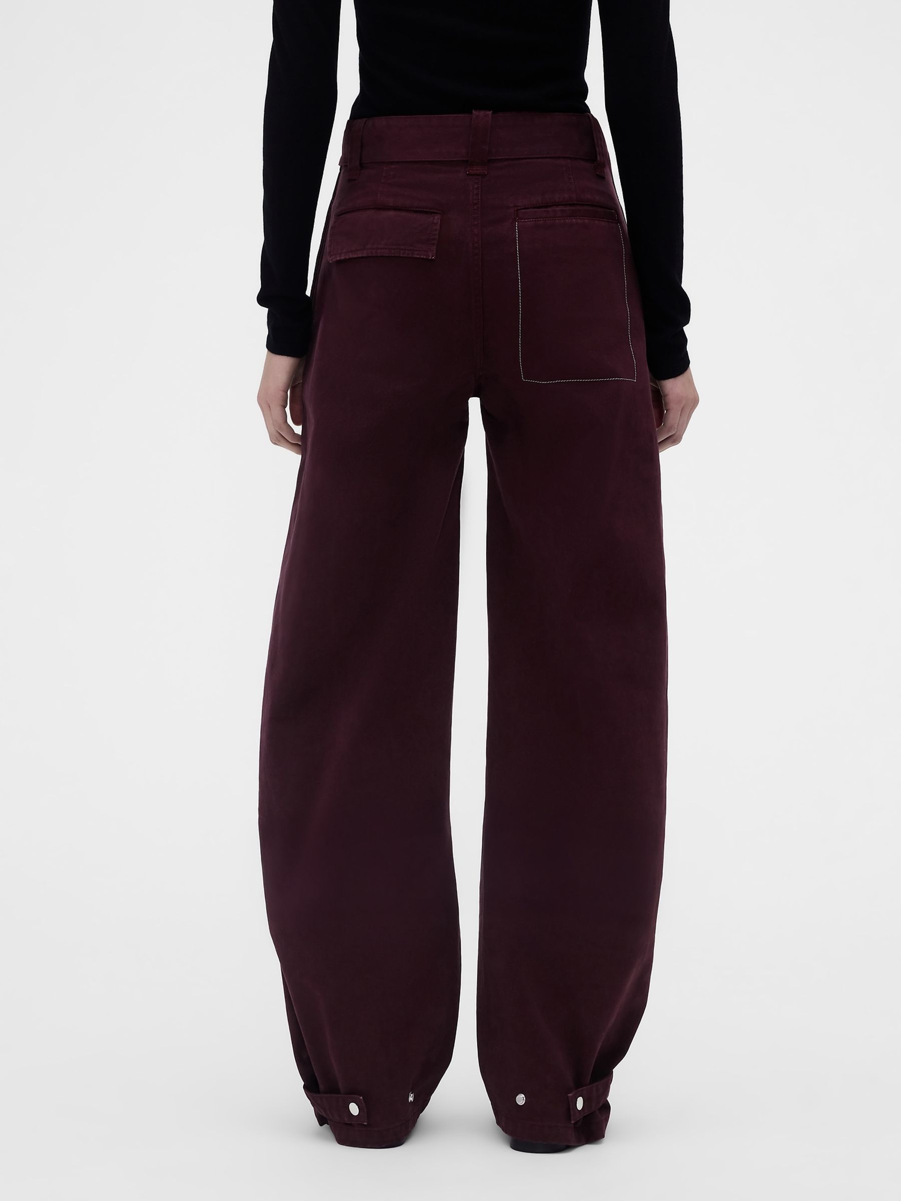 Gap x Victoria Beckham Burgundy Red High Waisted Utility Trousers - Image 3 of 9