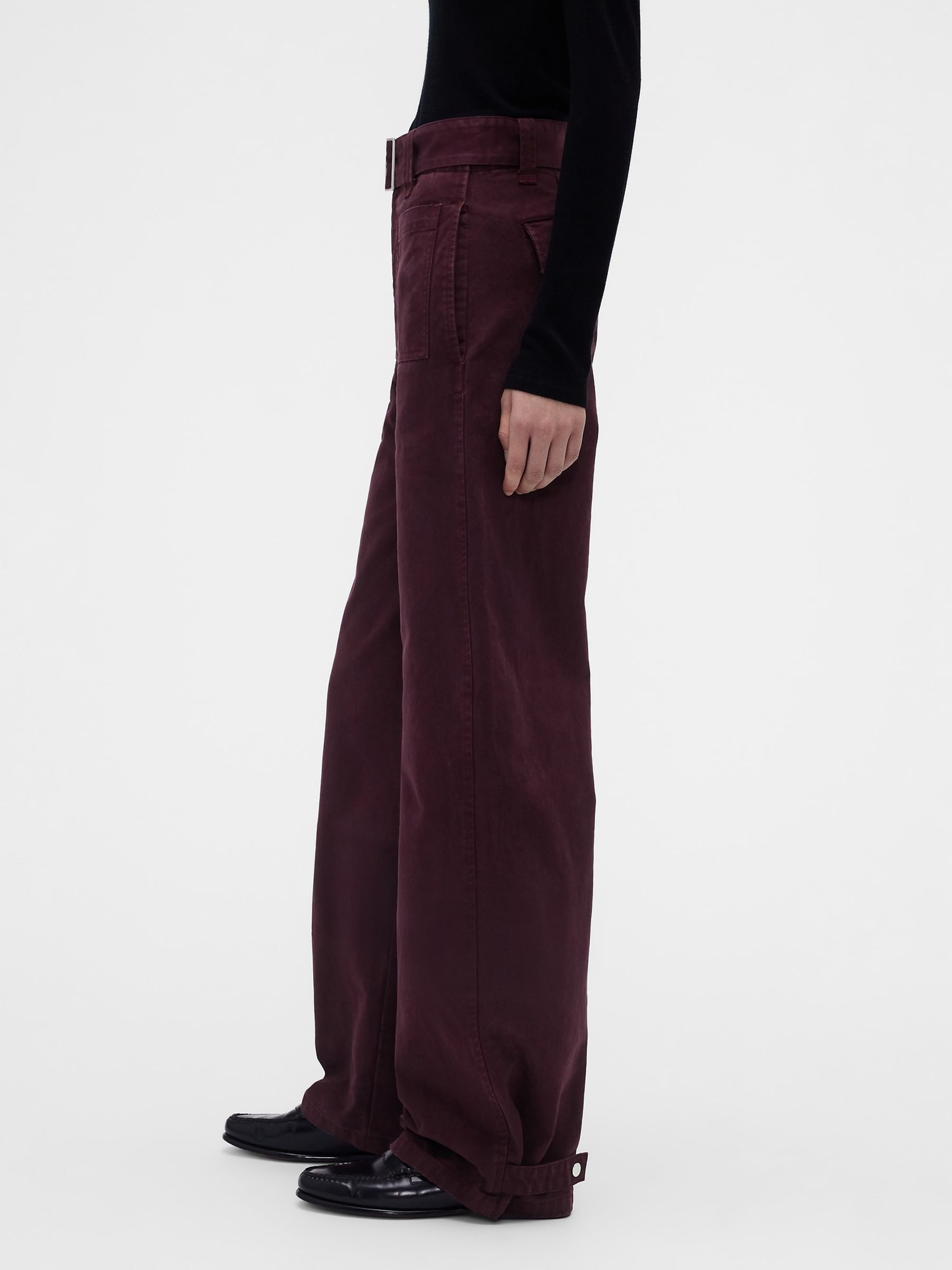 Gap x Victoria Beckham Burgundy Red High Waisted Utility Trousers - Image 4 of 9