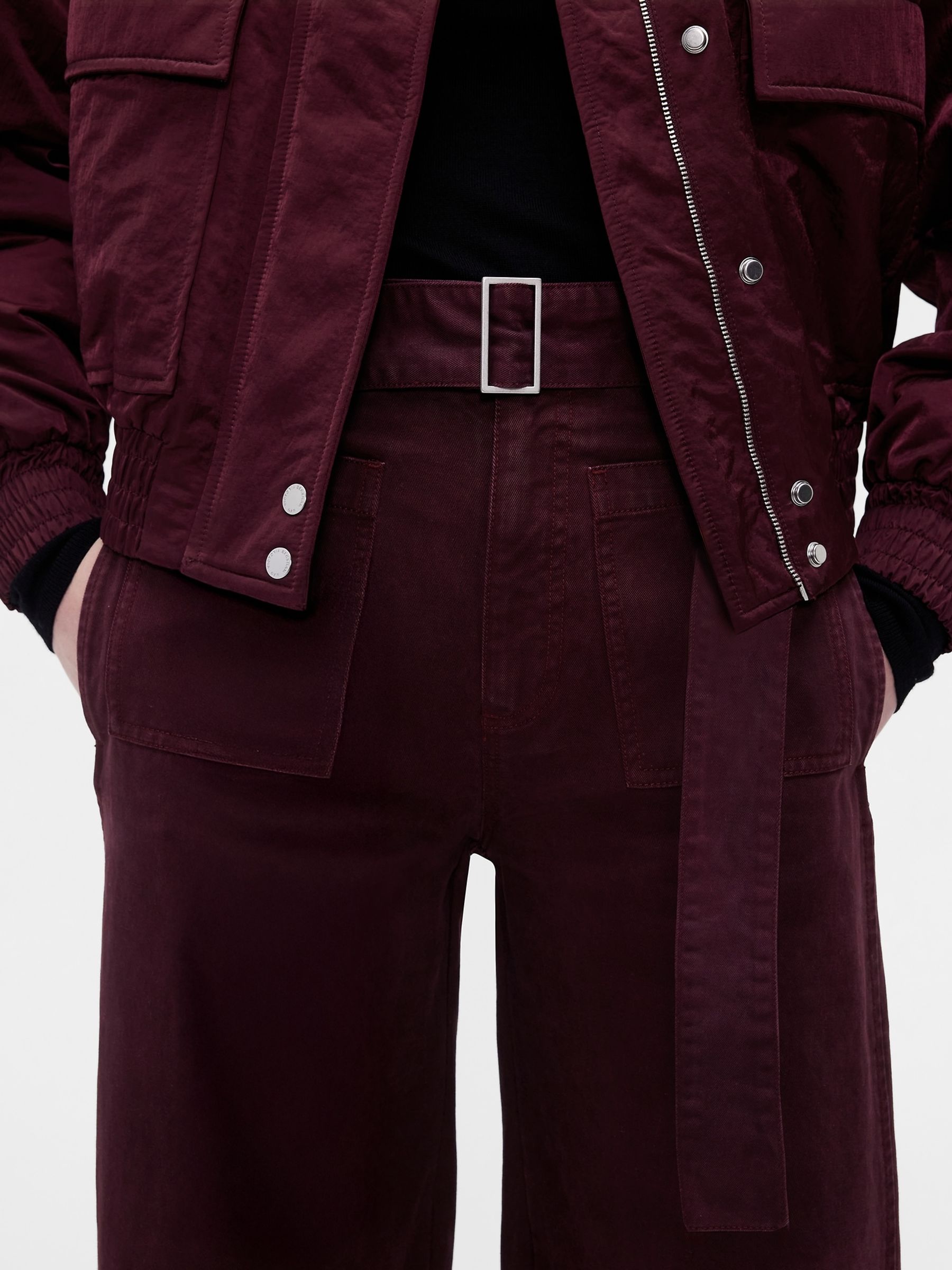 Gap x Victoria Beckham Burgundy Red High Waisted Utility Trousers - Image 5 of 9