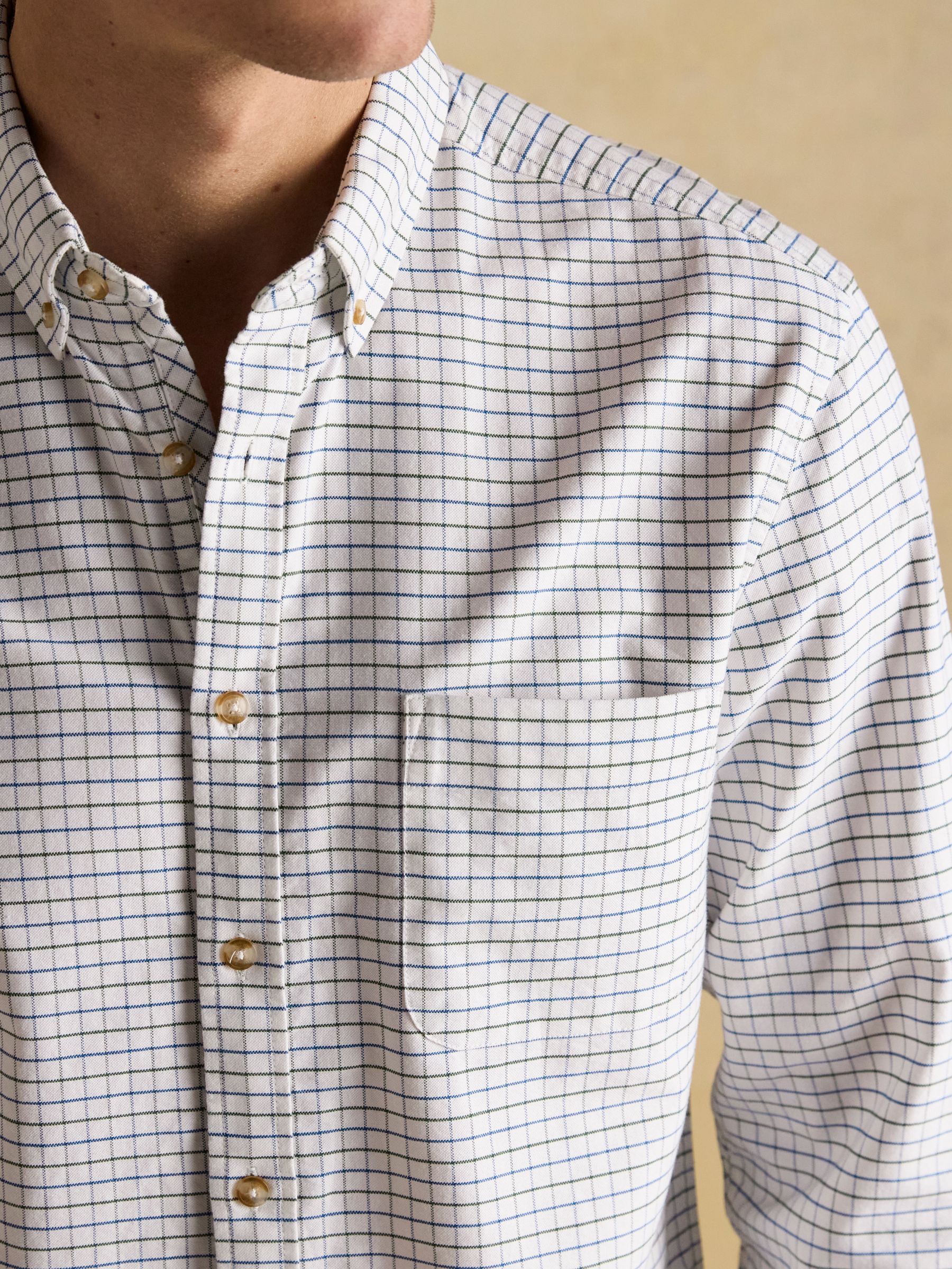 Oxford Green Check Long Sleeve Classic Fit Shirt - Image 8 of 11
