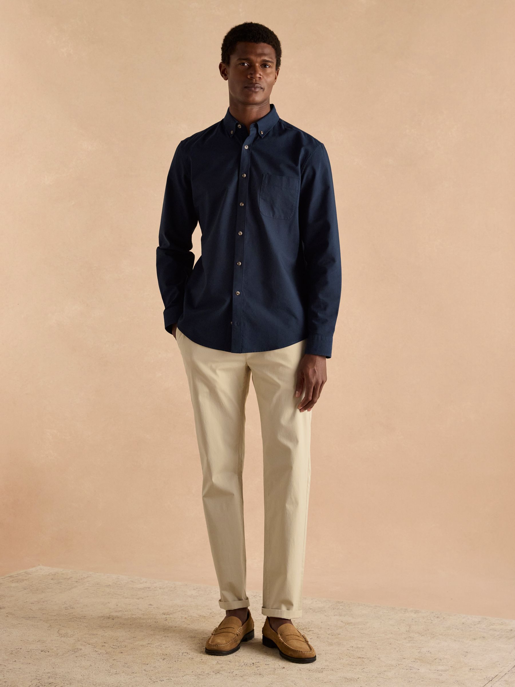 Oxford Navy Blue Long Sleeve Classic Fit Shirt - Image 4 of 9