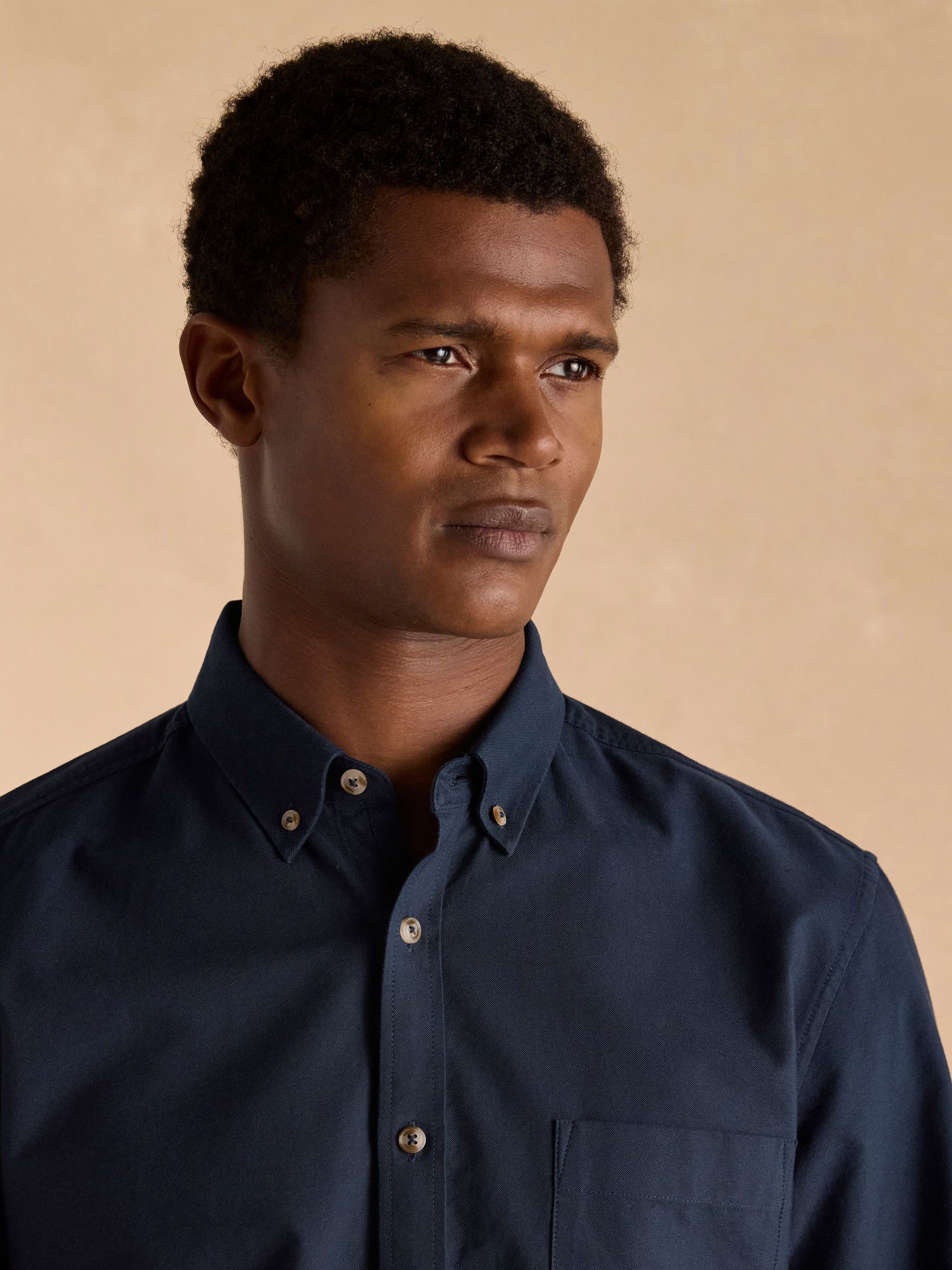 Oxford Navy Blue Long Sleeve Classic Fit Shirt - Image 6 of 9