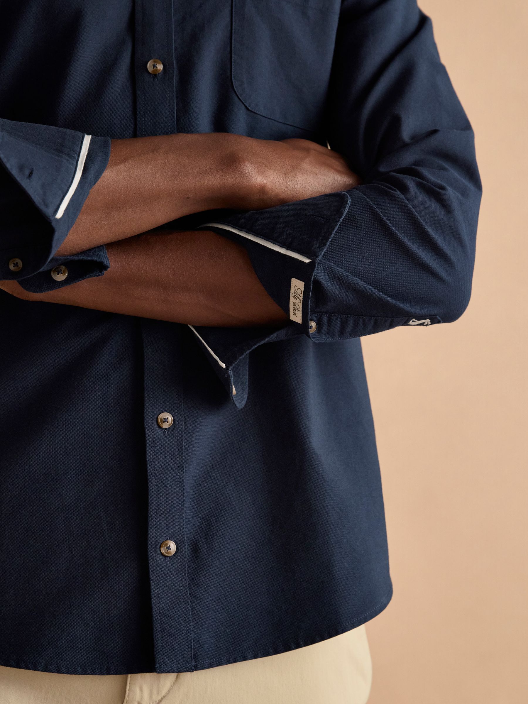 Oxford Navy Blue Long Sleeve Classic Fit Shirt - Image 8 of 9