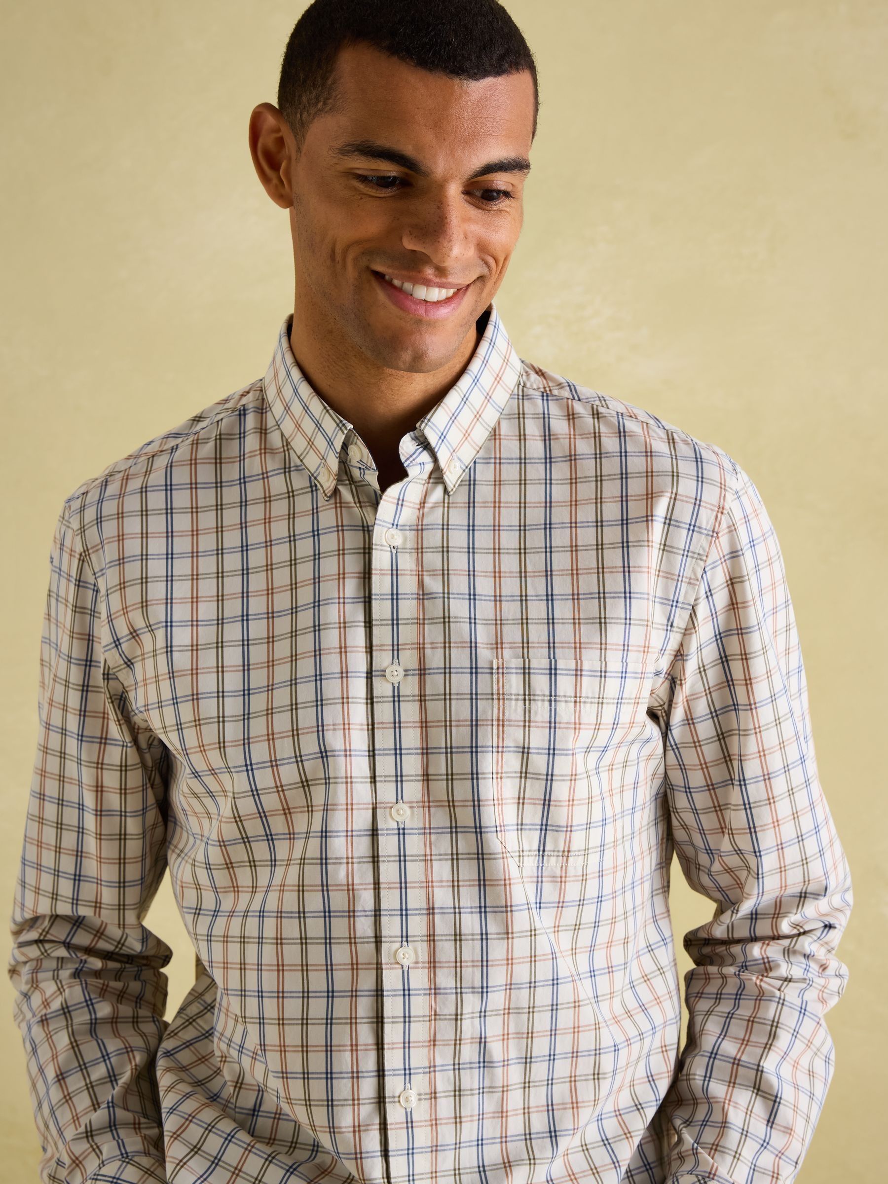Poplin Cream Check Classic Fit Shirt - Image 5 of 7