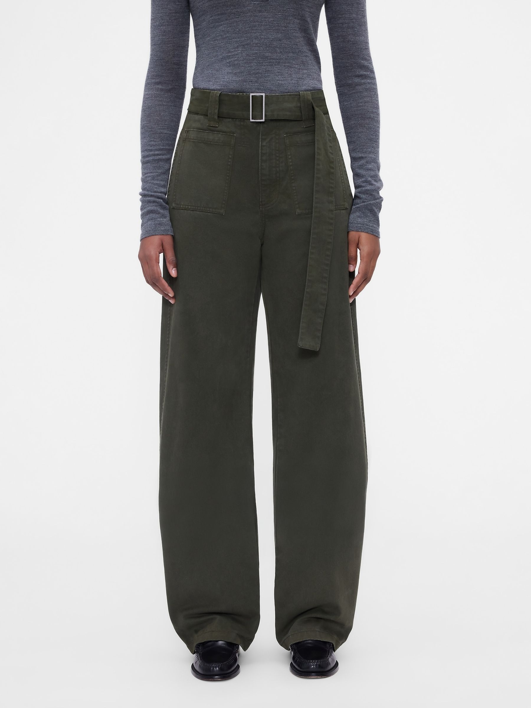 Gap x Victoria Beckham Green High Waisted Utility Trousers - Image 2 of 9 Gap x Victoria Beckham Green High Waisted Utility Trousers - Image 2 of 9