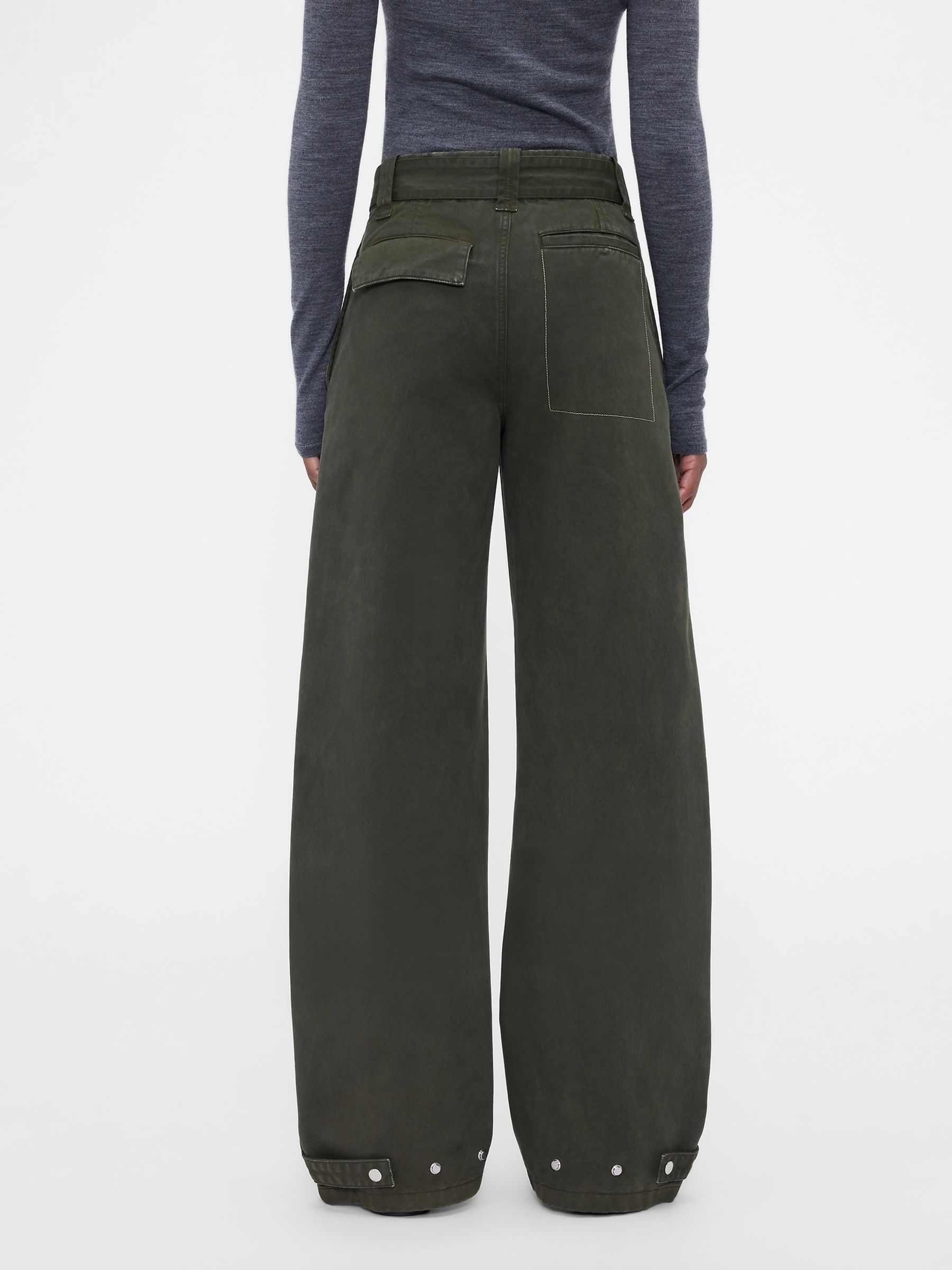 Gap x Victoria Beckham Green High Waisted Utility Trousers - Image 3 of 9