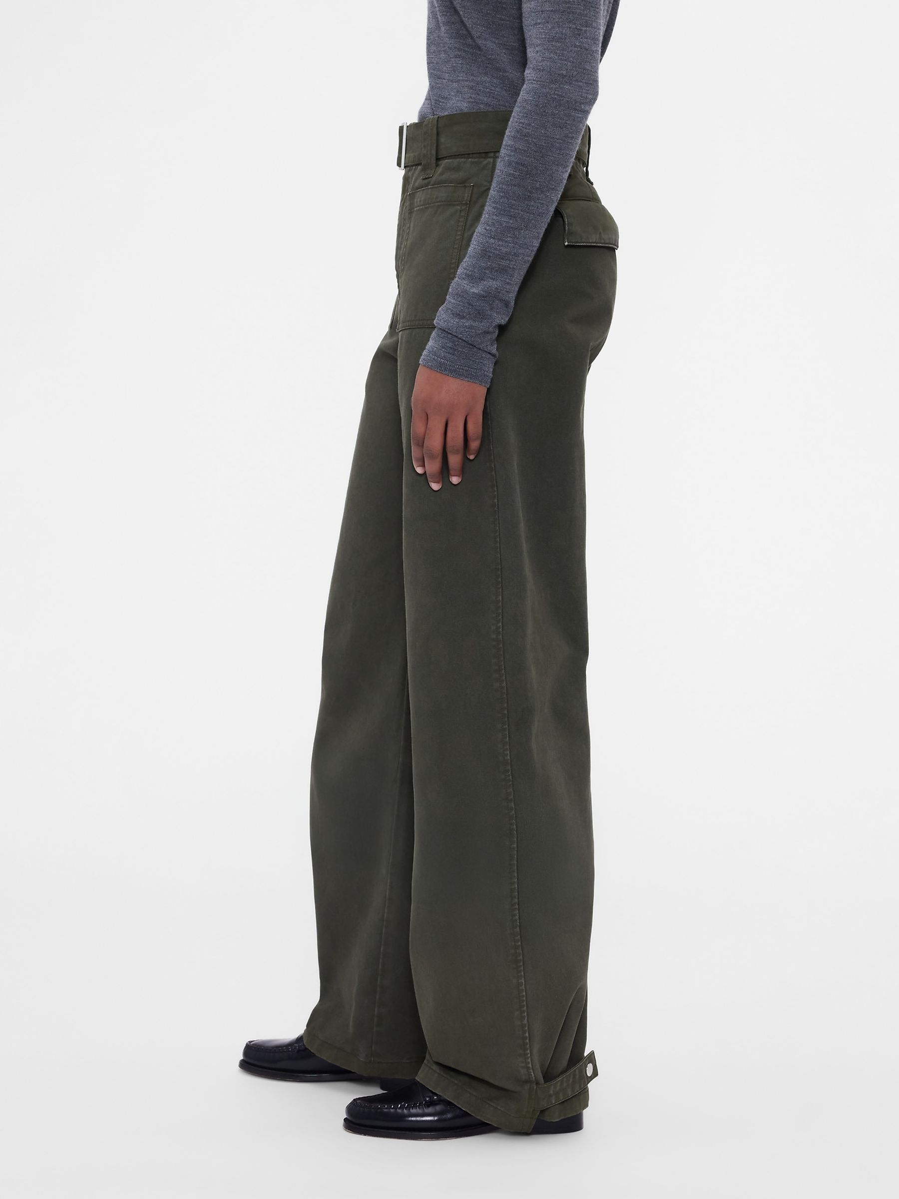 Gap x Victoria Beckham Green High Waisted Utility Trousers - Image 4 of 9