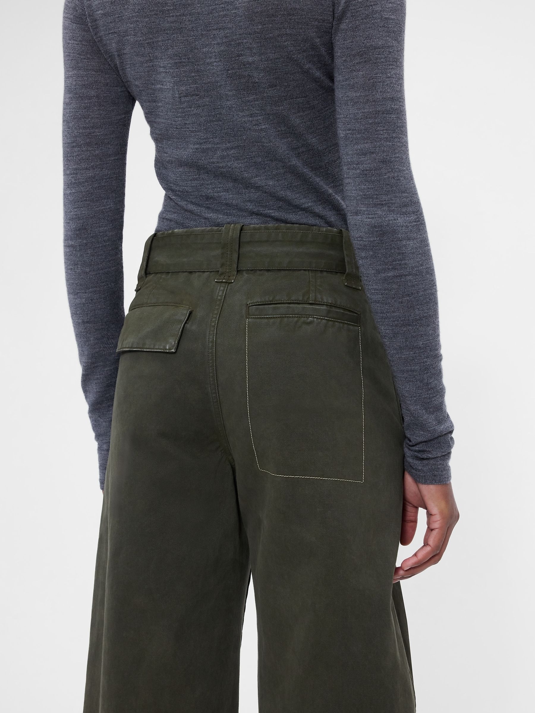 Gap x Victoria Beckham Green High Waisted Utility Trousers - Image 5 of 9