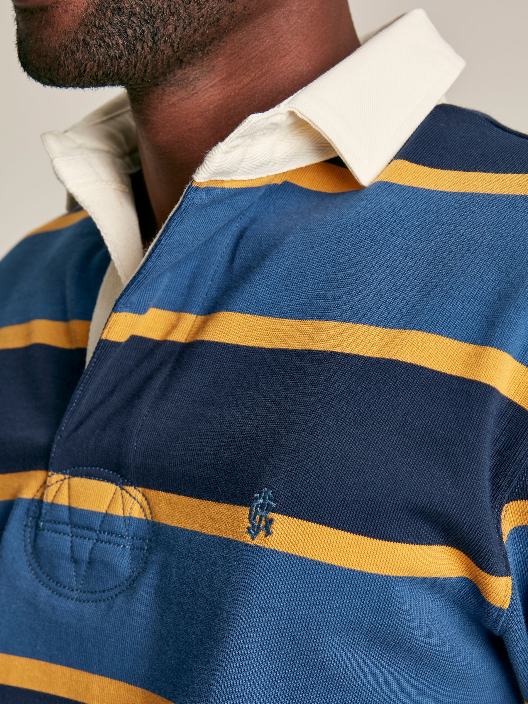 Onside Navy/Yellow Striped Rugby Shirt - Image 4 of 9