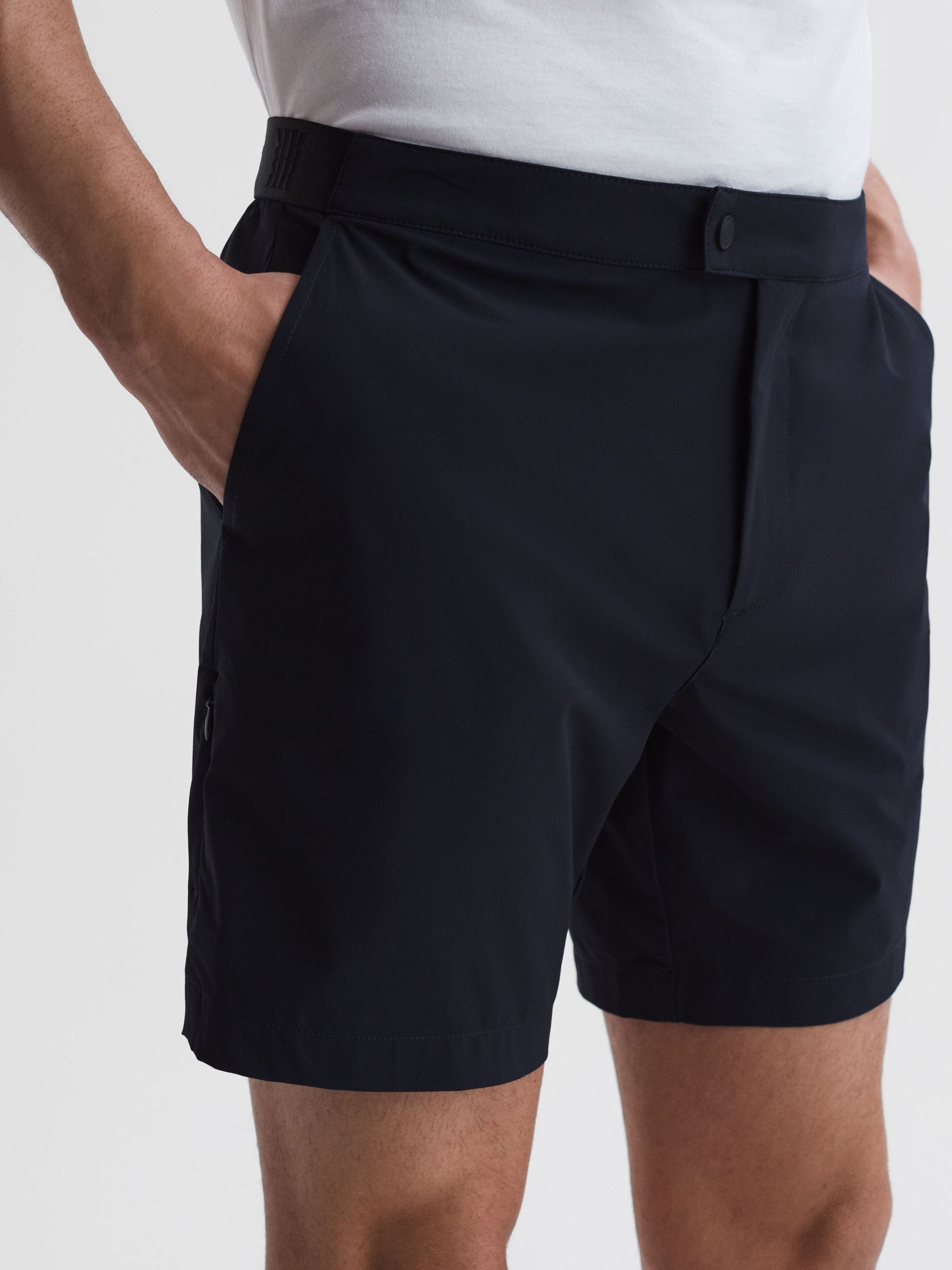 Elasticated Waistband Shorts in Navy - Image 4 of 8