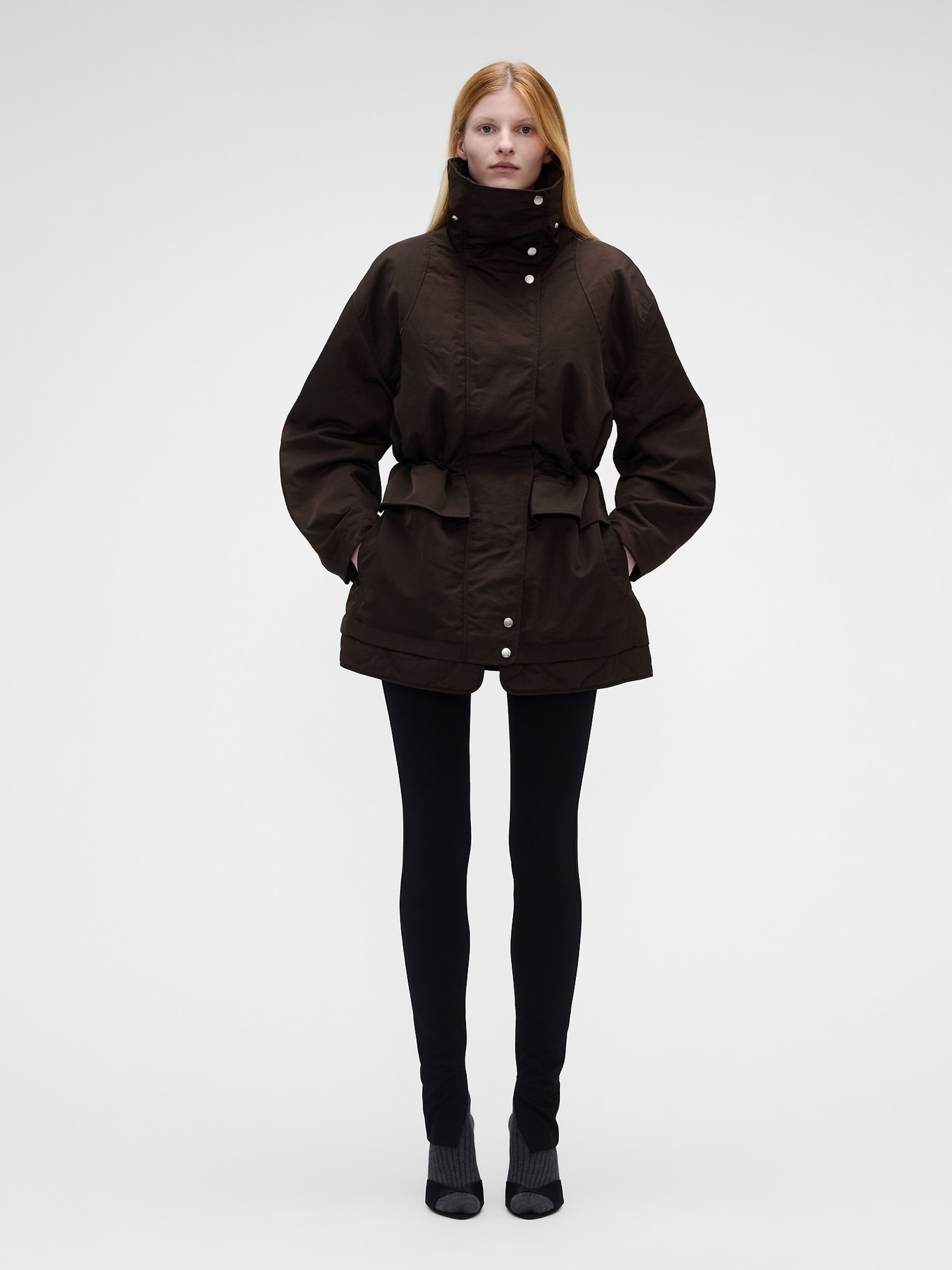 Gap x Victoria Beckham Brown Oversized Parka Jacket - Image 3 of 7