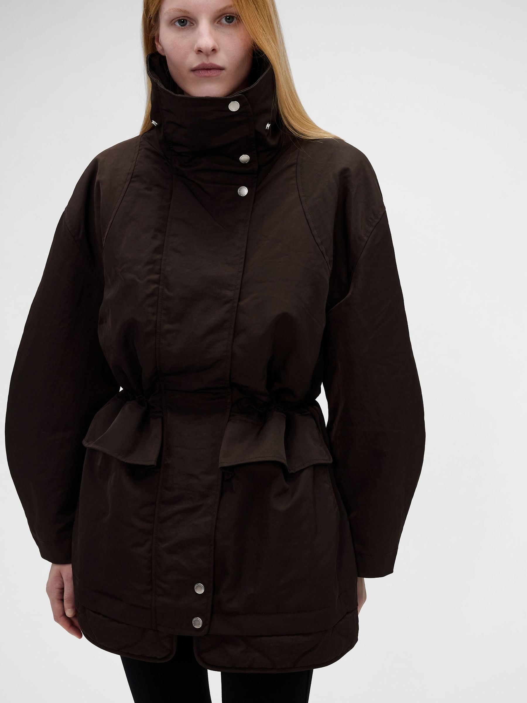 Gap x Victoria Beckham Brown Oversized Parka Jacket - Image 4 of 7