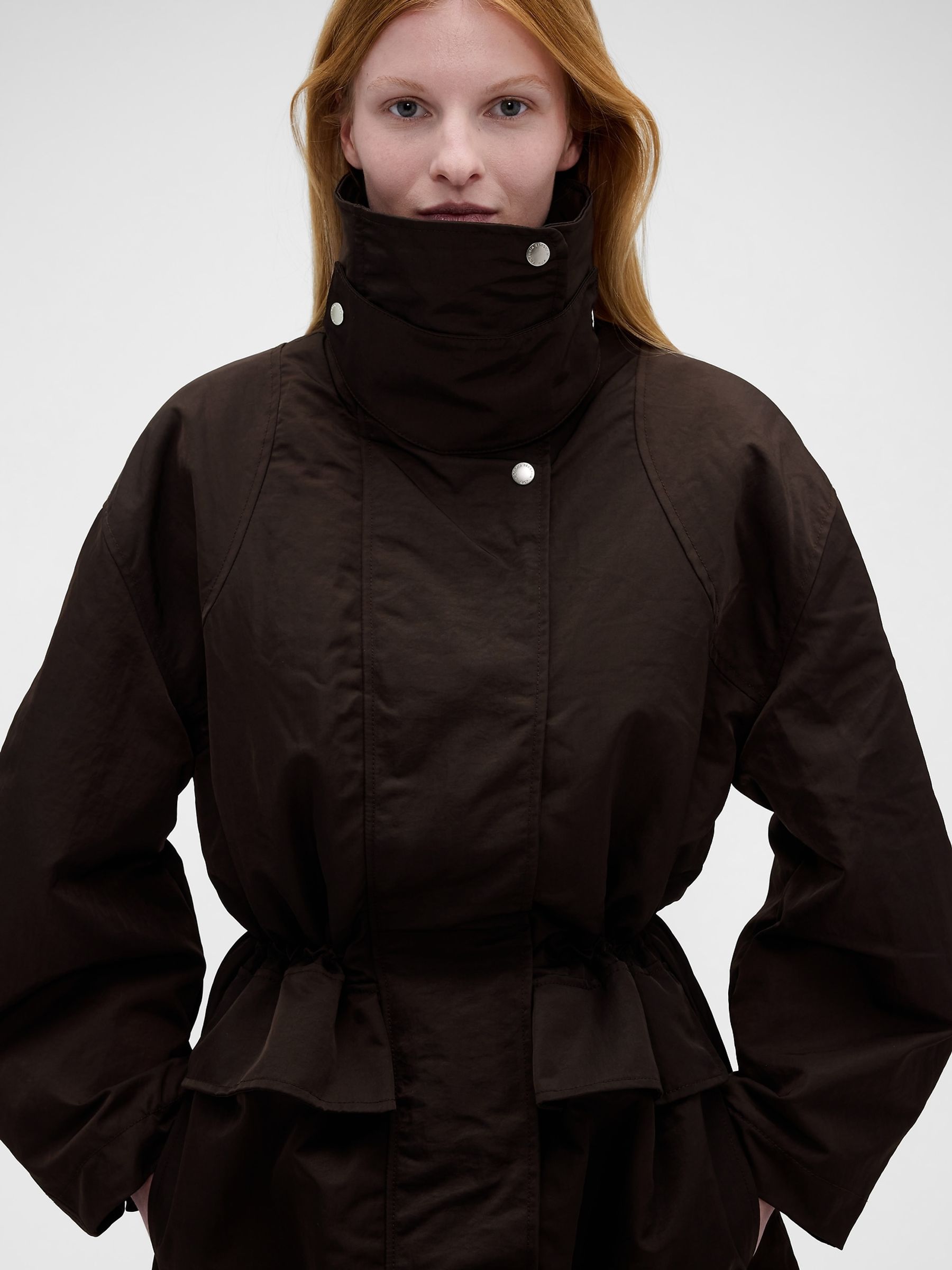 Gap x Victoria Beckham Brown Oversized Parka Jacket - Image 5 of 7